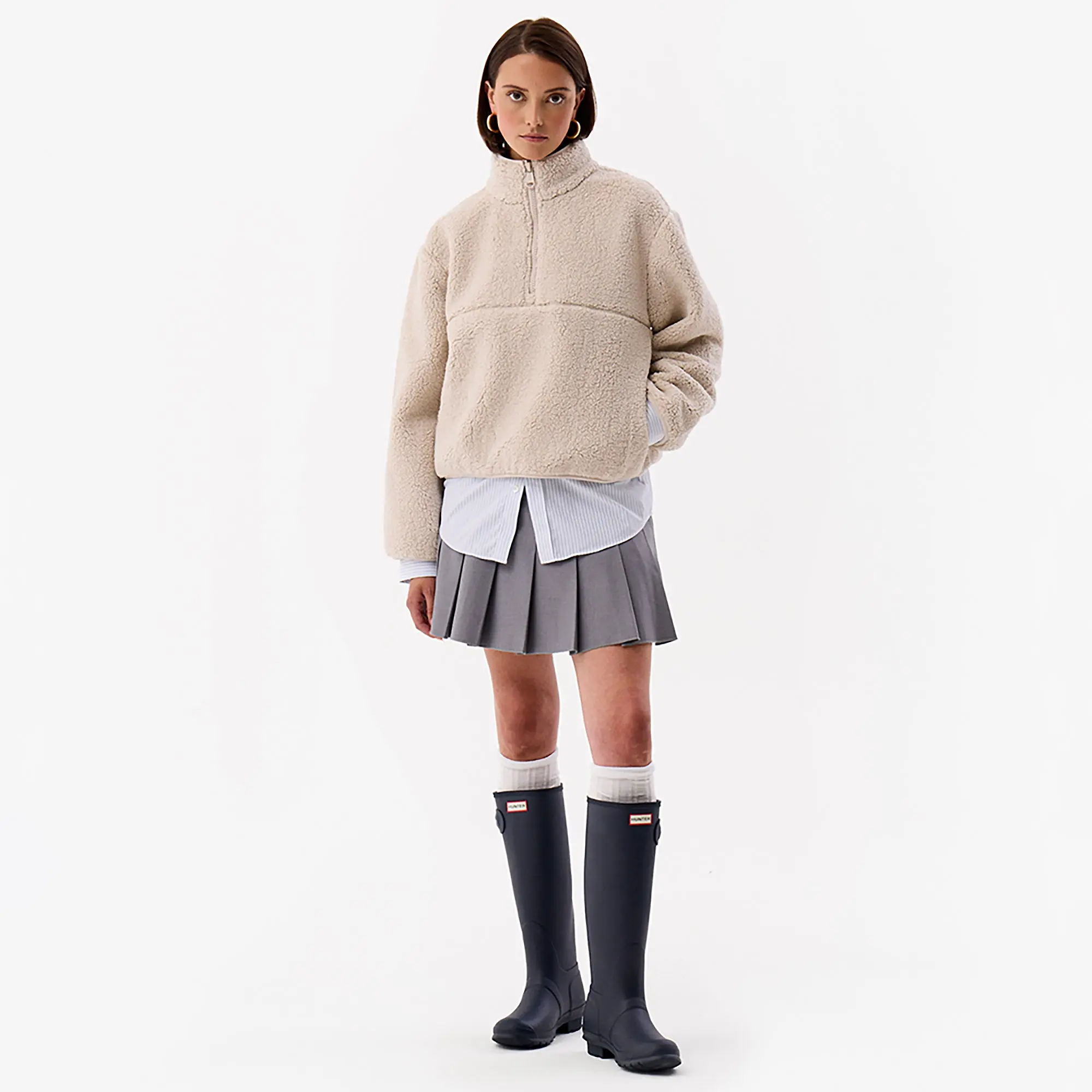 Product image 2 of 4 of Hunter Women's Fia Borg Half Zip Fleece Jacket - Moonbeam
