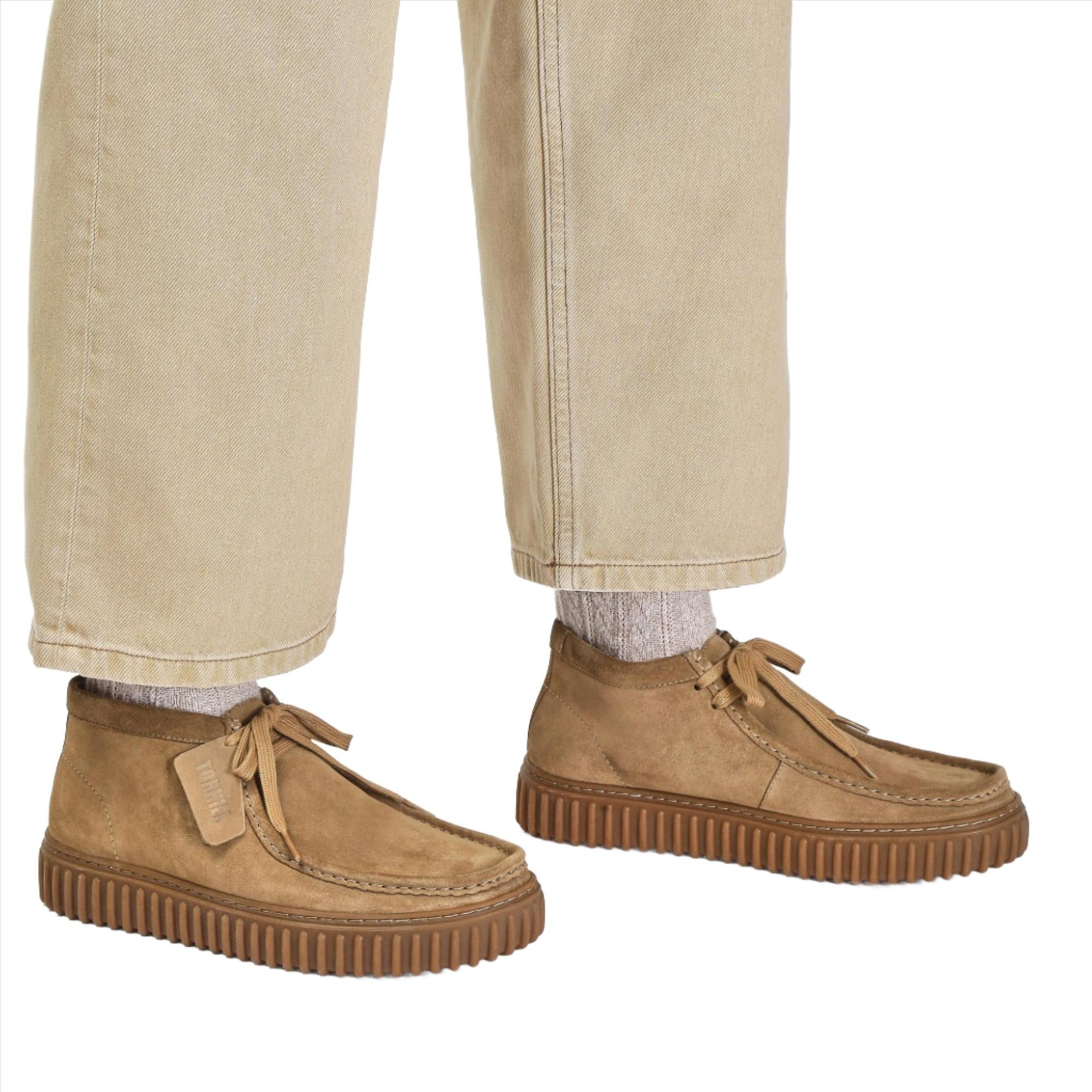 Clarks Men's Torhill Hi Boots - Dark Sand Suede | British Attire
