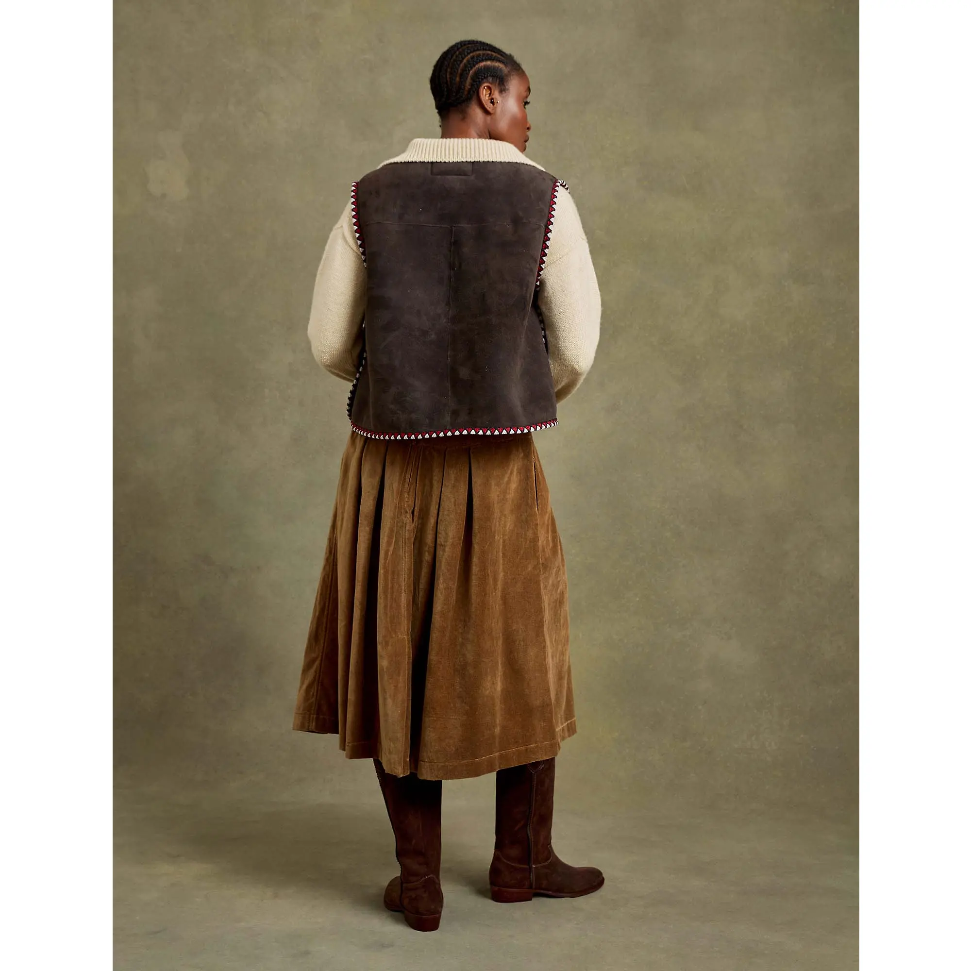 Product image 7 of 8 of Penelope Chilvers Women's Lancaster Cotton Velvet Skirt - Tan