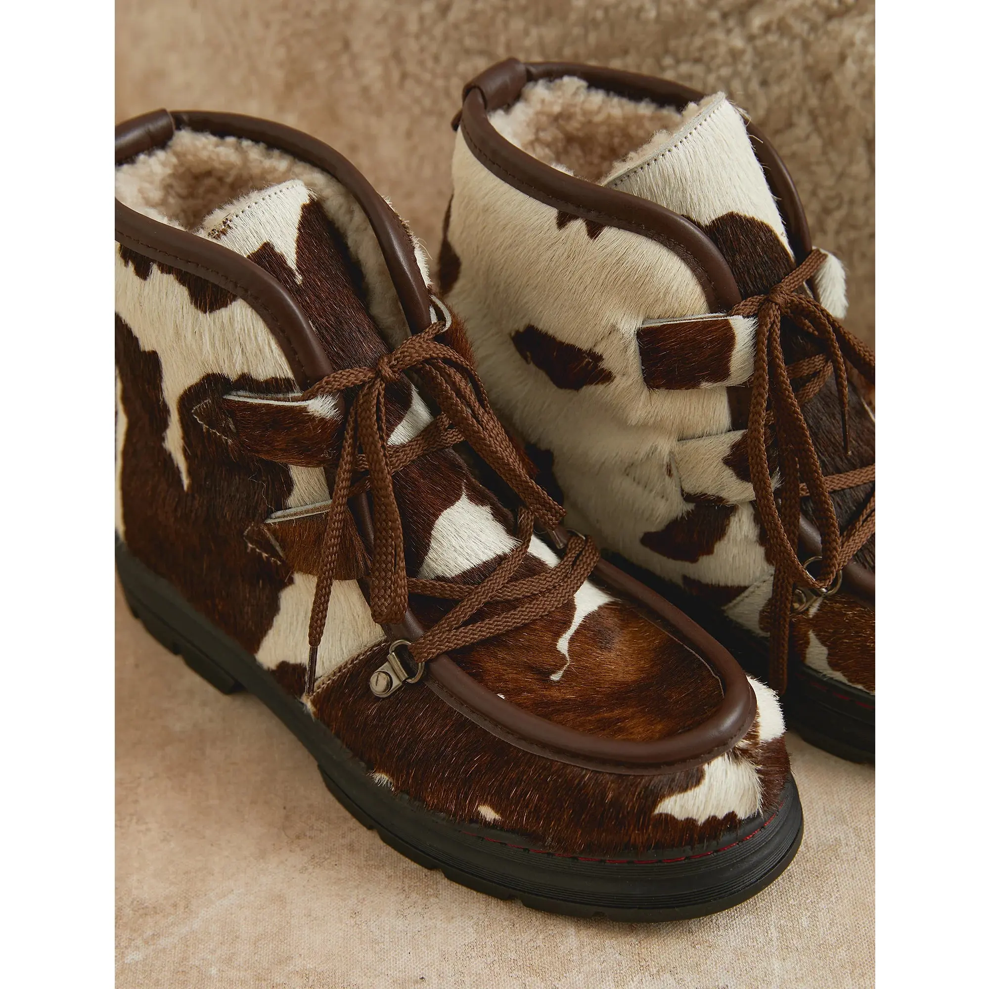 Product image 9 of 11 of Penelope Chilvers Women's Incredible Friesian Shearling-Lined Boots - Brown/White