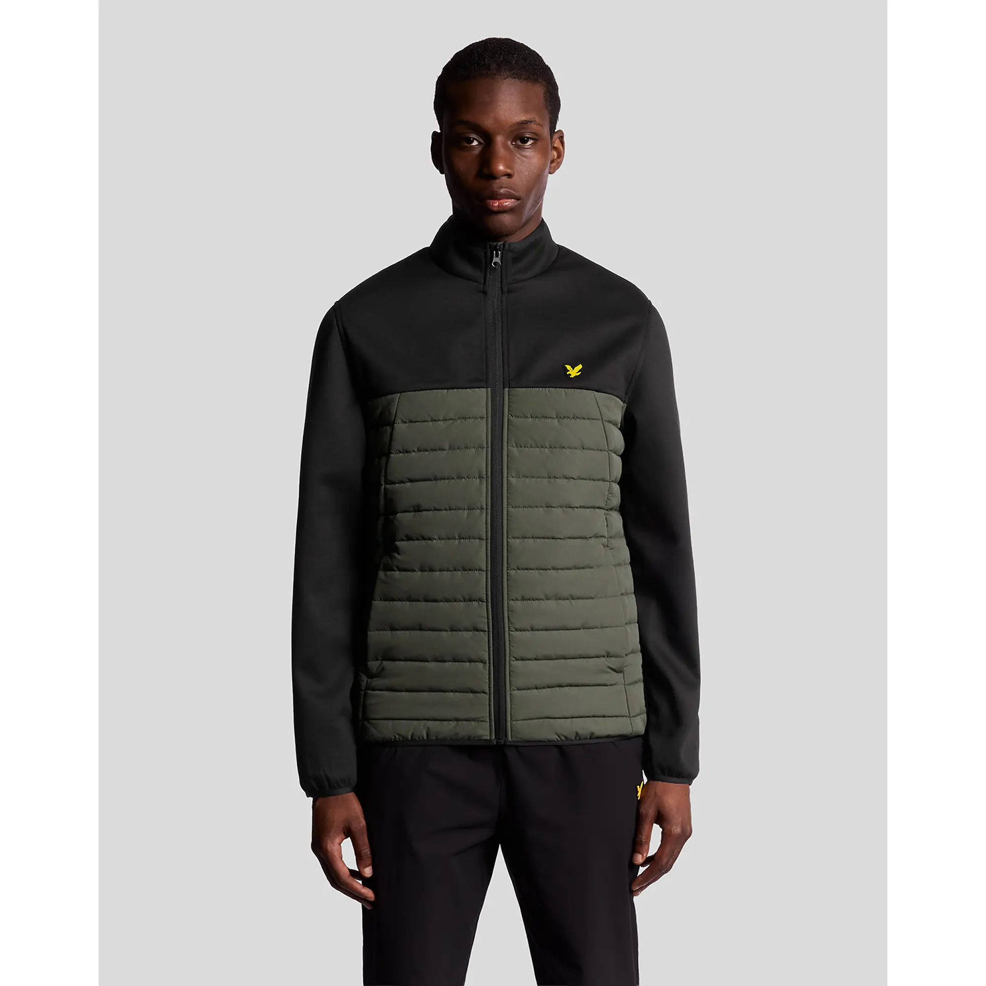 Product image 2 of 7 of Lyle & Scott Men's Sports Hybrid Fleece Jacket - Jet Black/ Granite