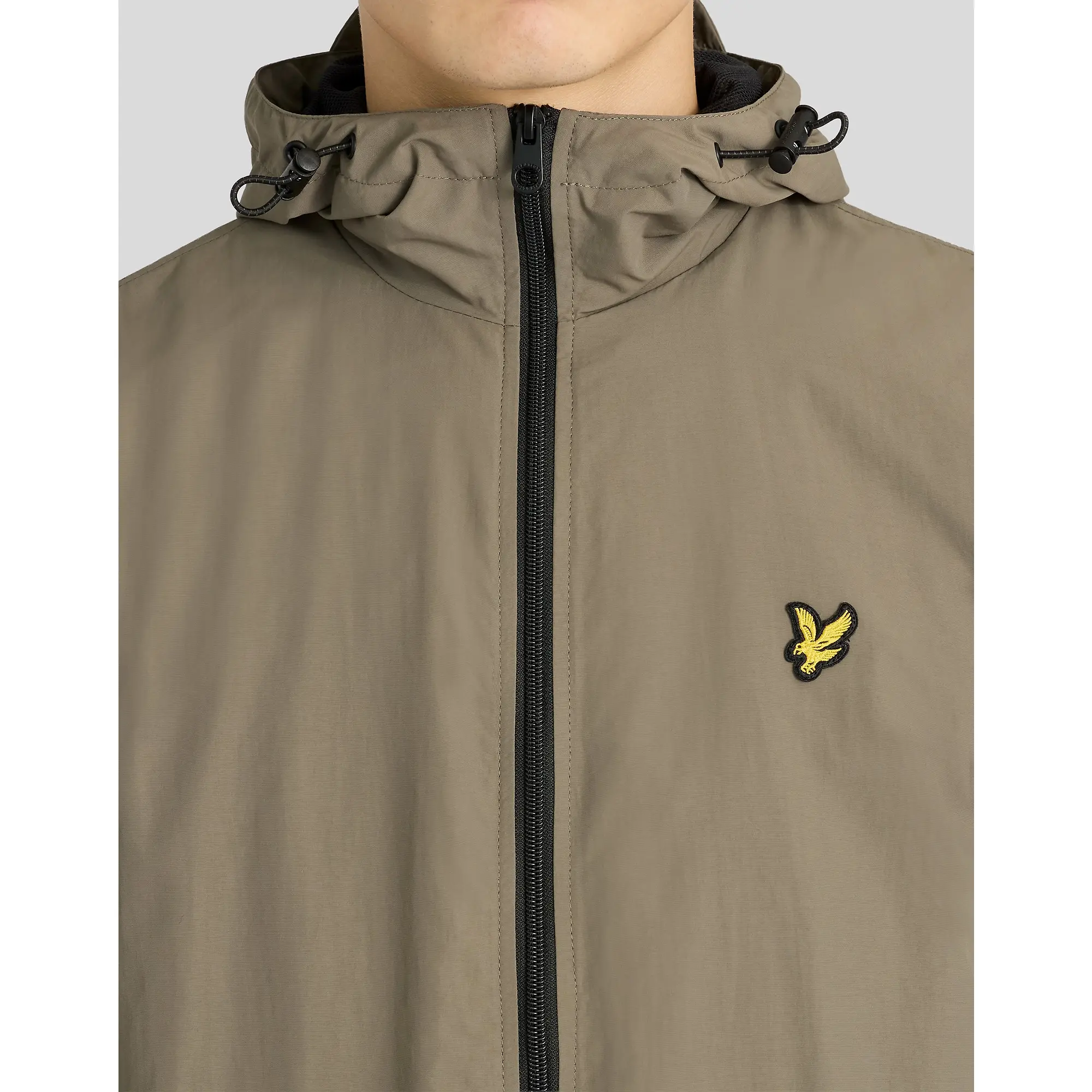 Product image 4 of 6 of Lyle & Scott Men's Contrast Zip Through Hooded Jacket - Khaki Ash/Jet Black