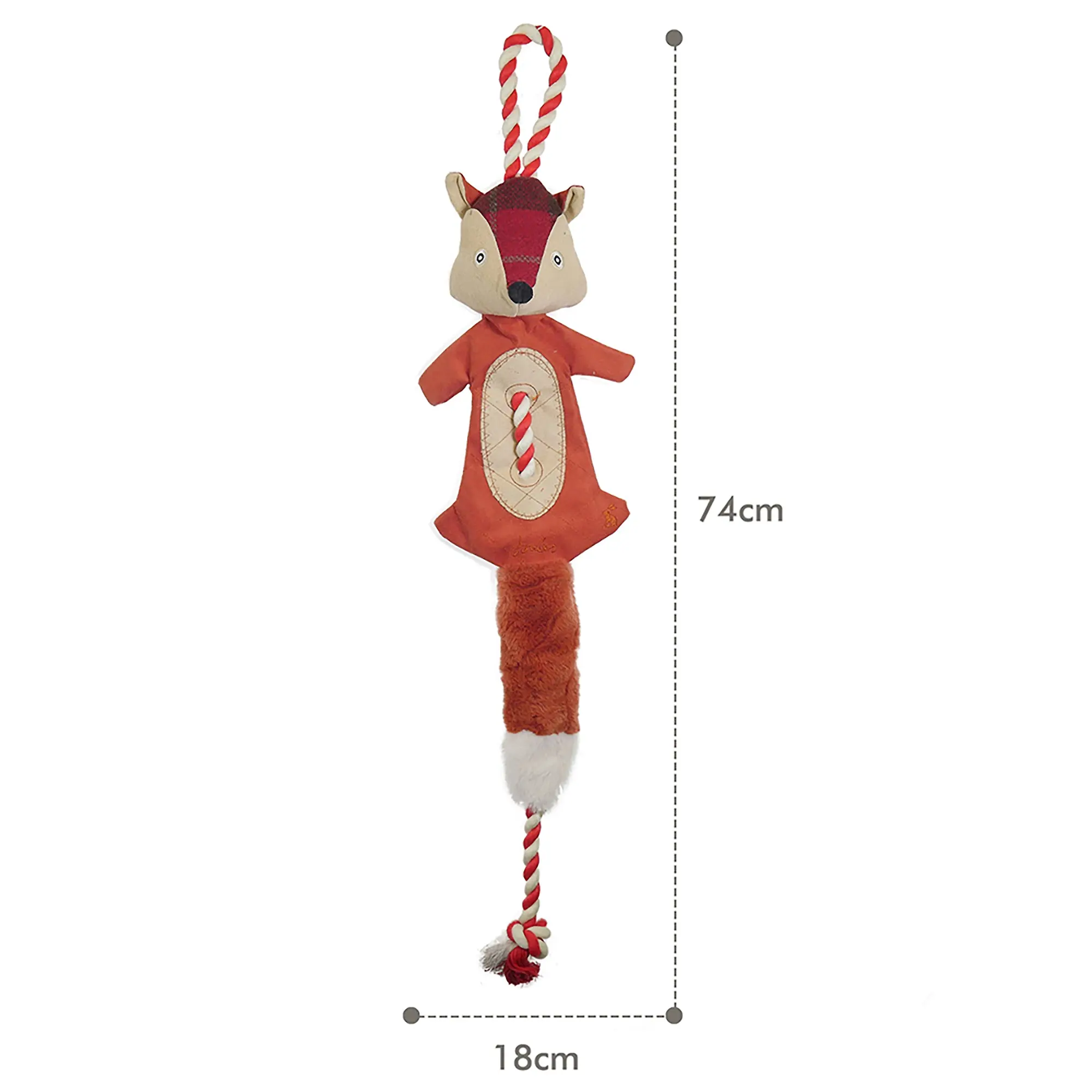 Product image 7 of 10 of Joules Heritage Tweed Fox Rope Dog Toy - Red