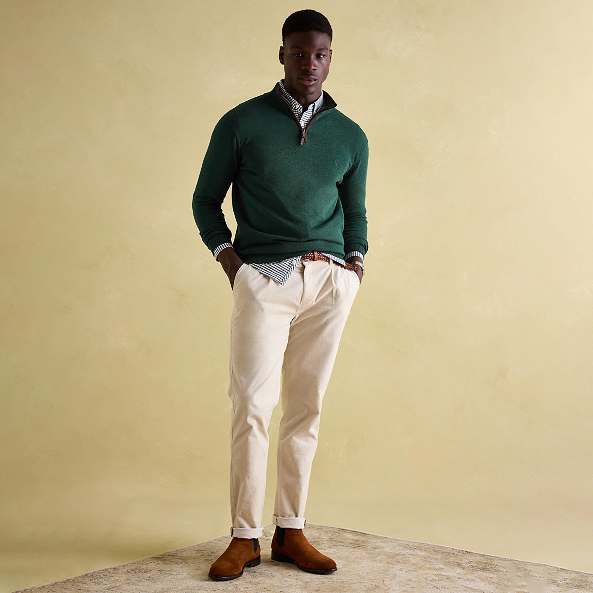 Joules Men's Hillside Quarter Zip Knit Jumper - Dark Green