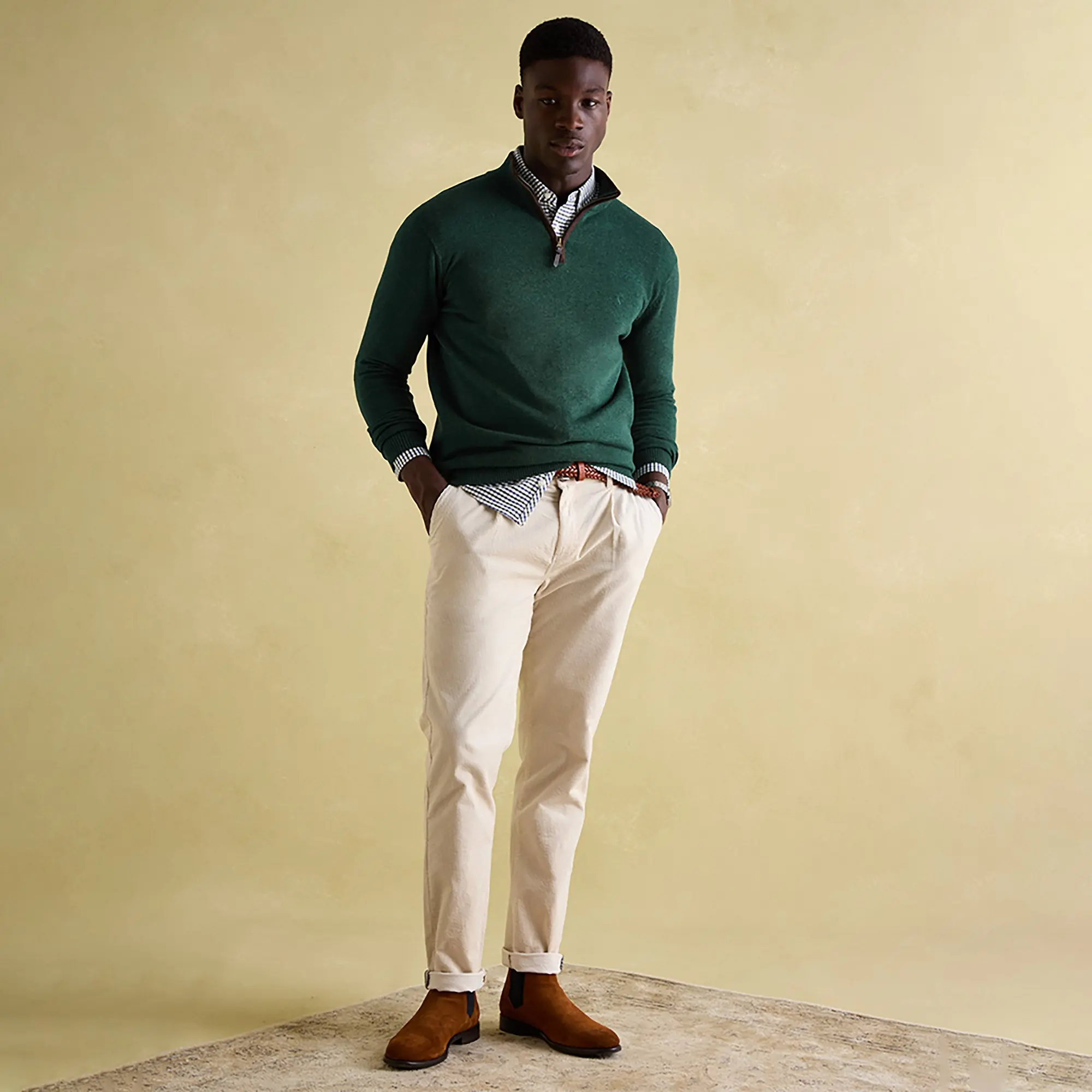 Product image 4 of 7 of Joules Men's Hillside Quarter Zip Knit Jumper - Dark Green