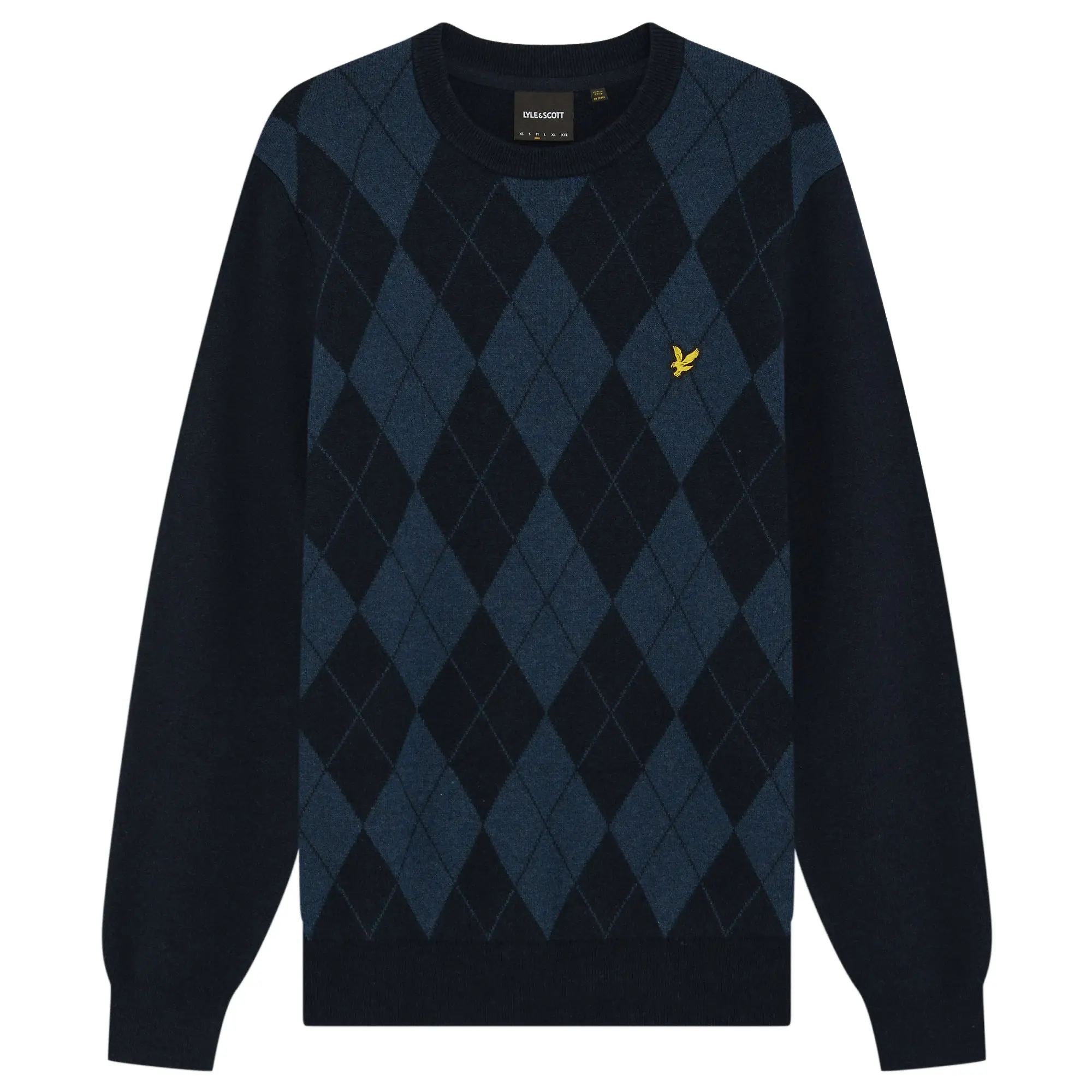 Product image 1 of 1 of Lyle & Scott Men's Cotton Merino Argyle Jumper - Dark Navy Marl / Mid Navy Marl