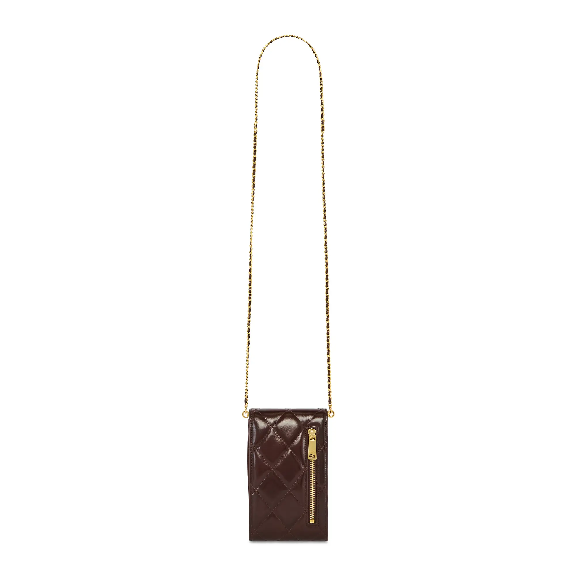 Product image 5 of 8 of Holland Cooper Women's Knightsbridge Quilted Phone Pouch - Rich Chocolate Leather