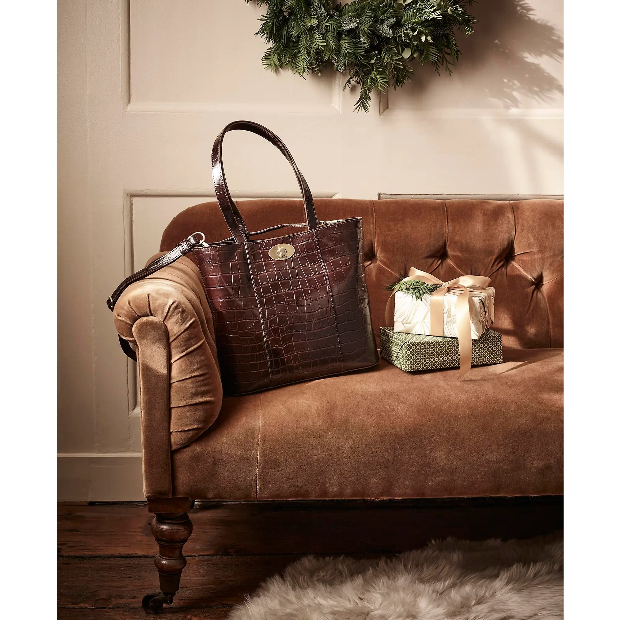 Product image 9 of 11 of Barbour Women's Eilein Leather Tote Bag - Black Cherry