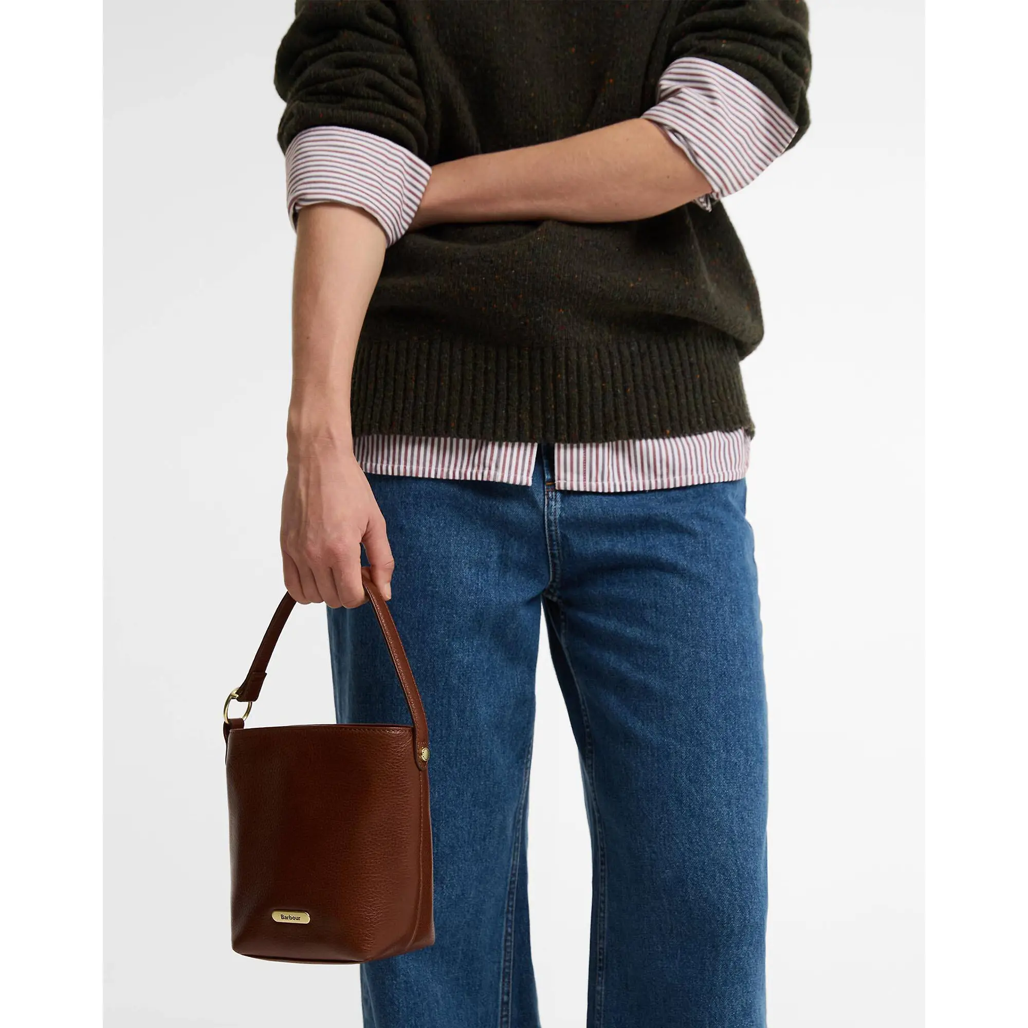 Product image 3 of 6 of Barbour Women's Cedar Mini Leather Bucket Bag - Brown