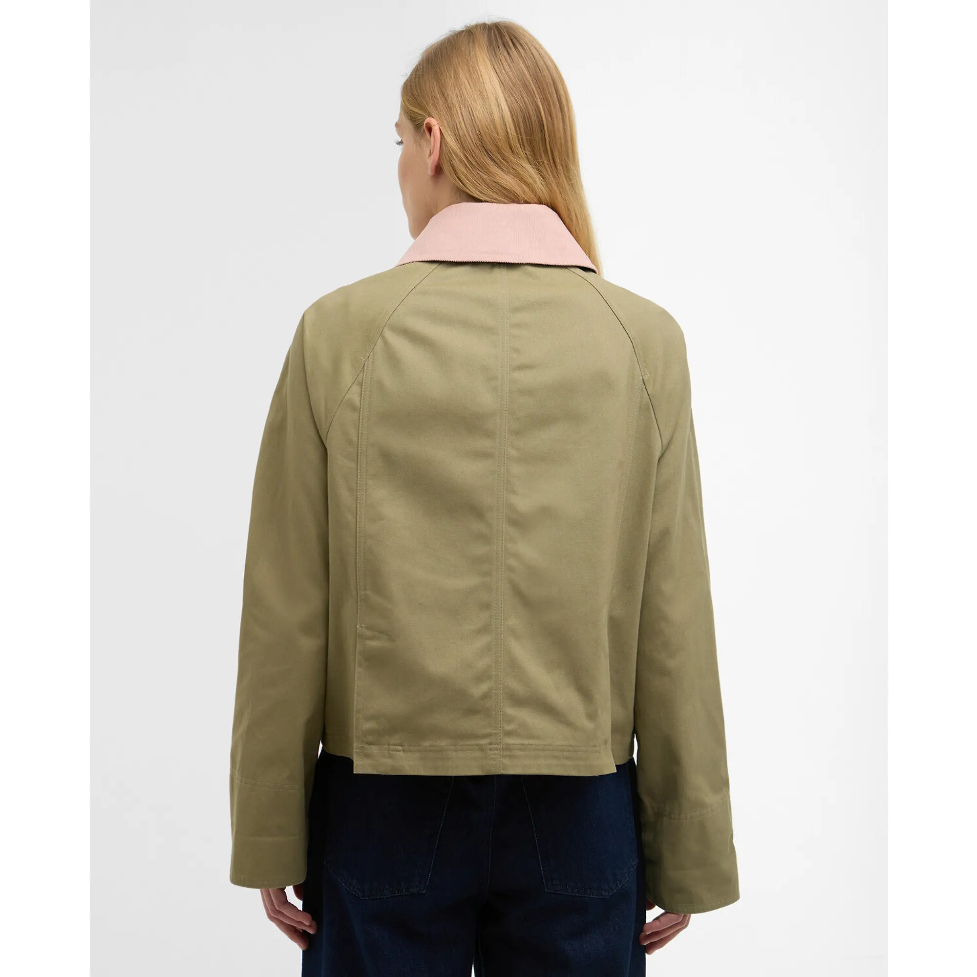Product image 4 of 9 of Barbour Women's Cropped Beadnell Casual Jacket - Bleached Olive/Ancient/Gardenia
