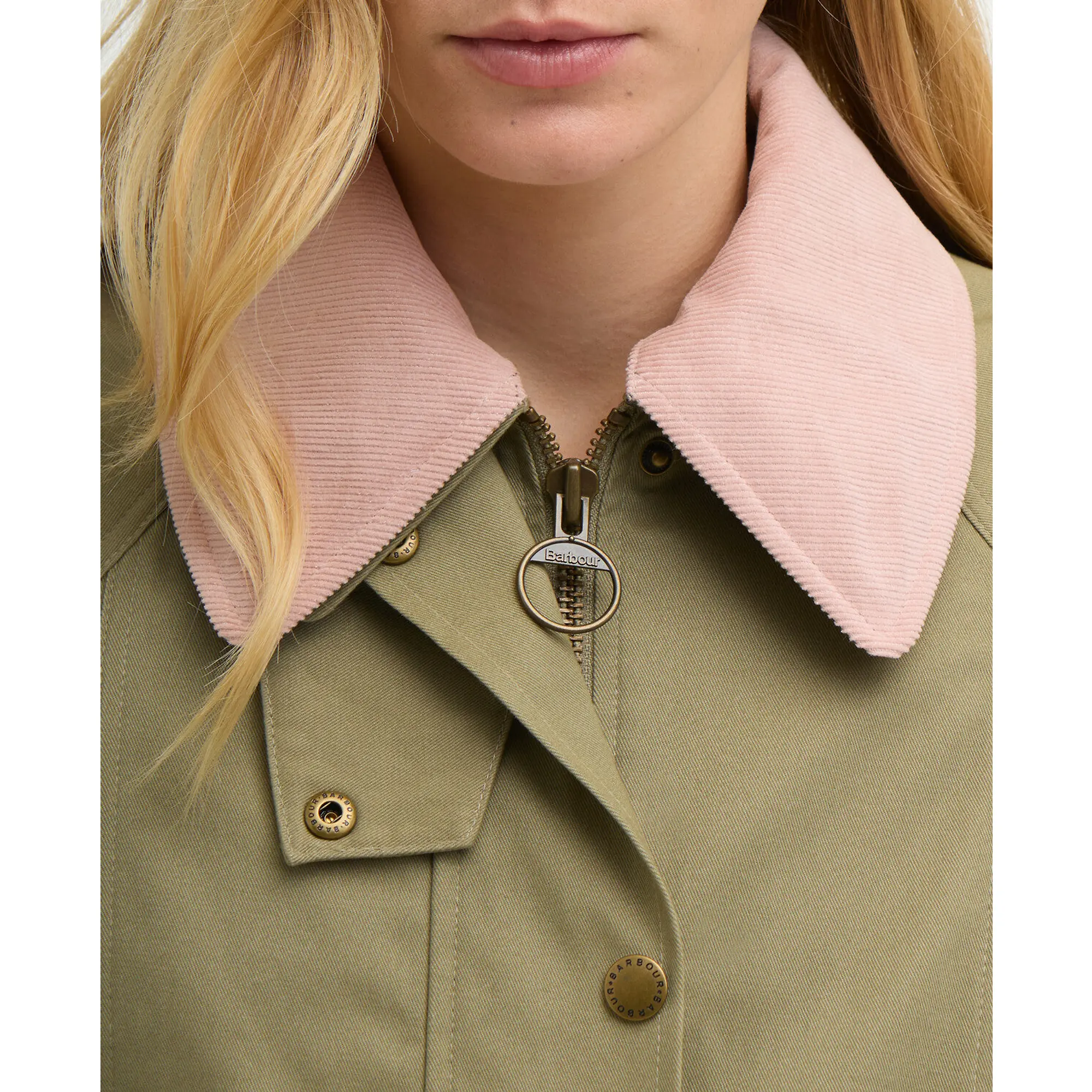 Product image 7 of 9 of Barbour Women's Cropped Beadnell Casual Jacket - Bleached Olive/Ancient/Gardenia