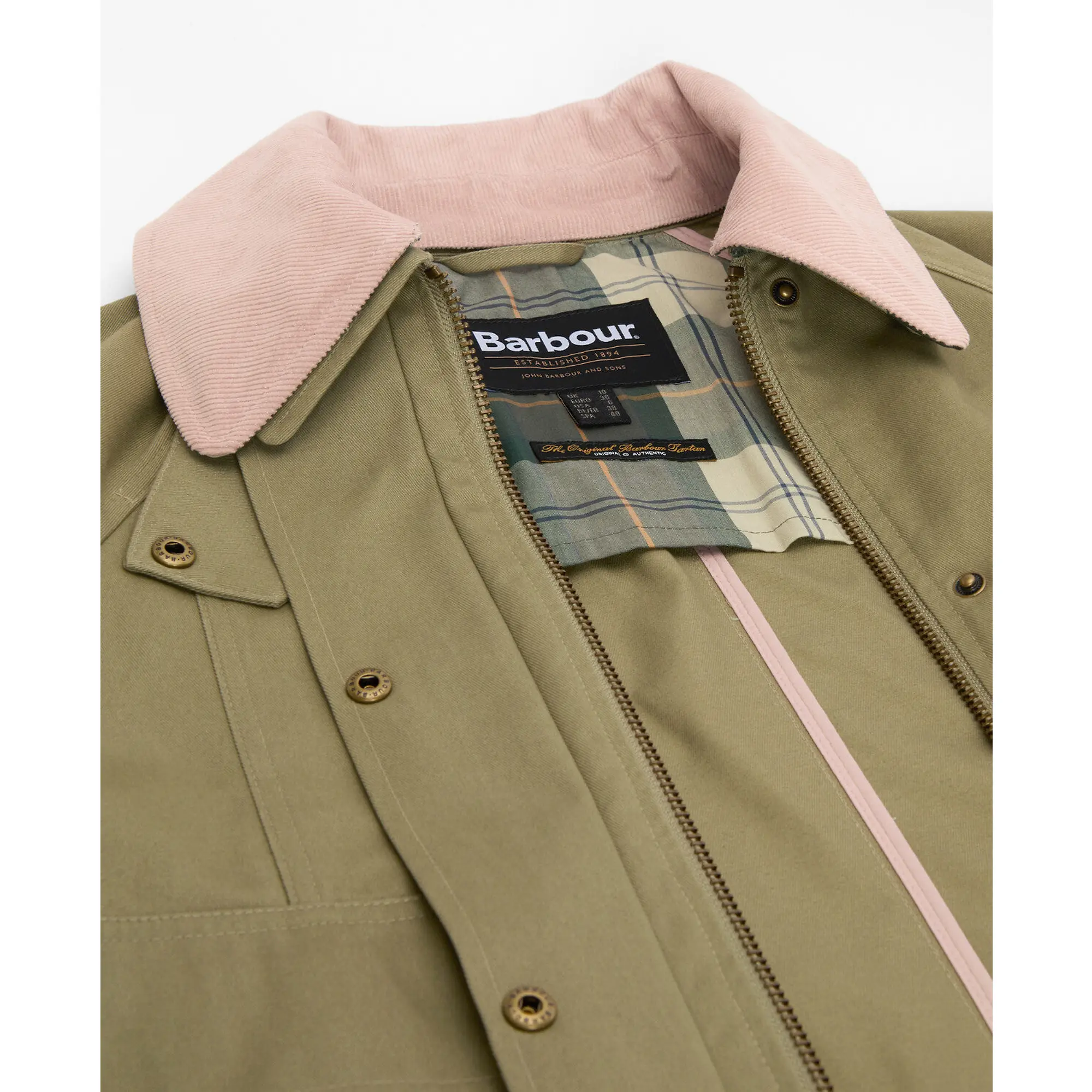 Product image 9 of 9 of Barbour Women's Cropped Beadnell Casual Jacket - Bleached Olive/Ancient/Gardenia