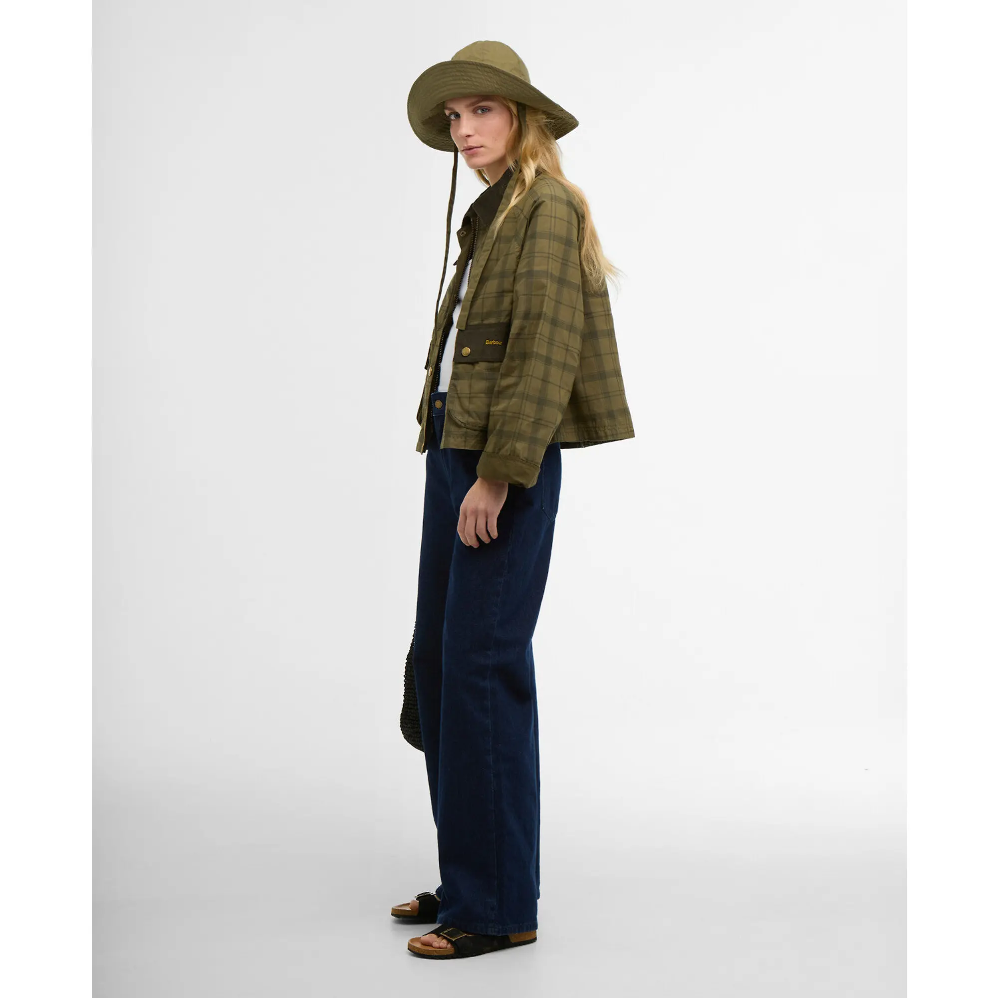 Product image 3 of 7 of Barbour Women's Tartan Cropped Beadnell Casual Jacket - Dusky Green Tartan/Highland