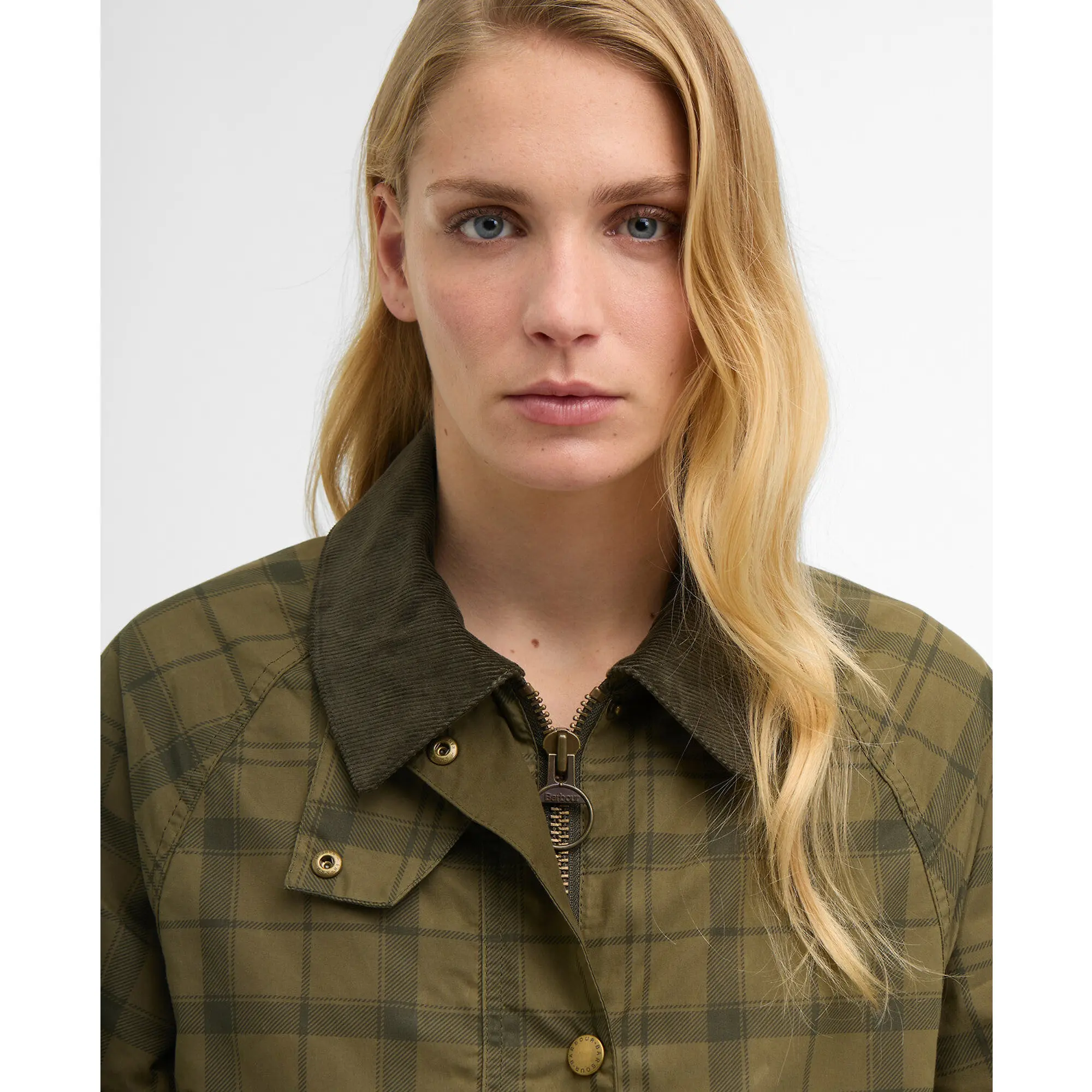 Product image 5 of 7 of Barbour Women's Tartan Cropped Beadnell Casual Jacket - Dusky Green Tartan/Highland