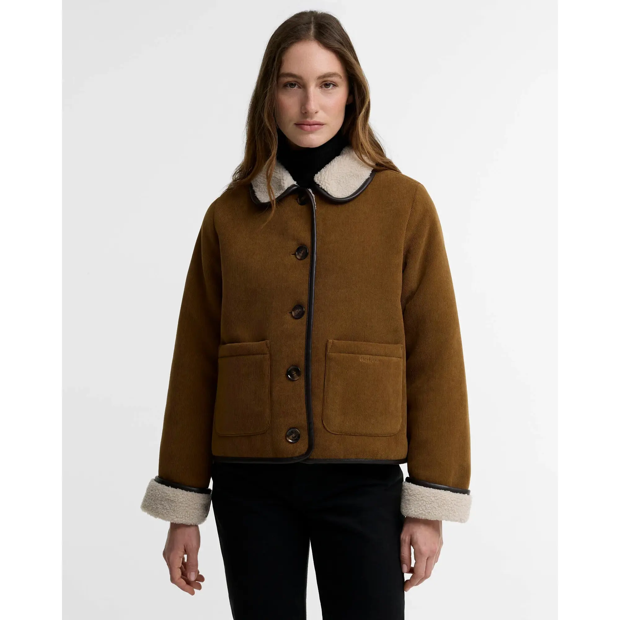 Product image 2 of 6 of Barbour Women's Penny Fleece Cord Jacket - Tan / Ecru