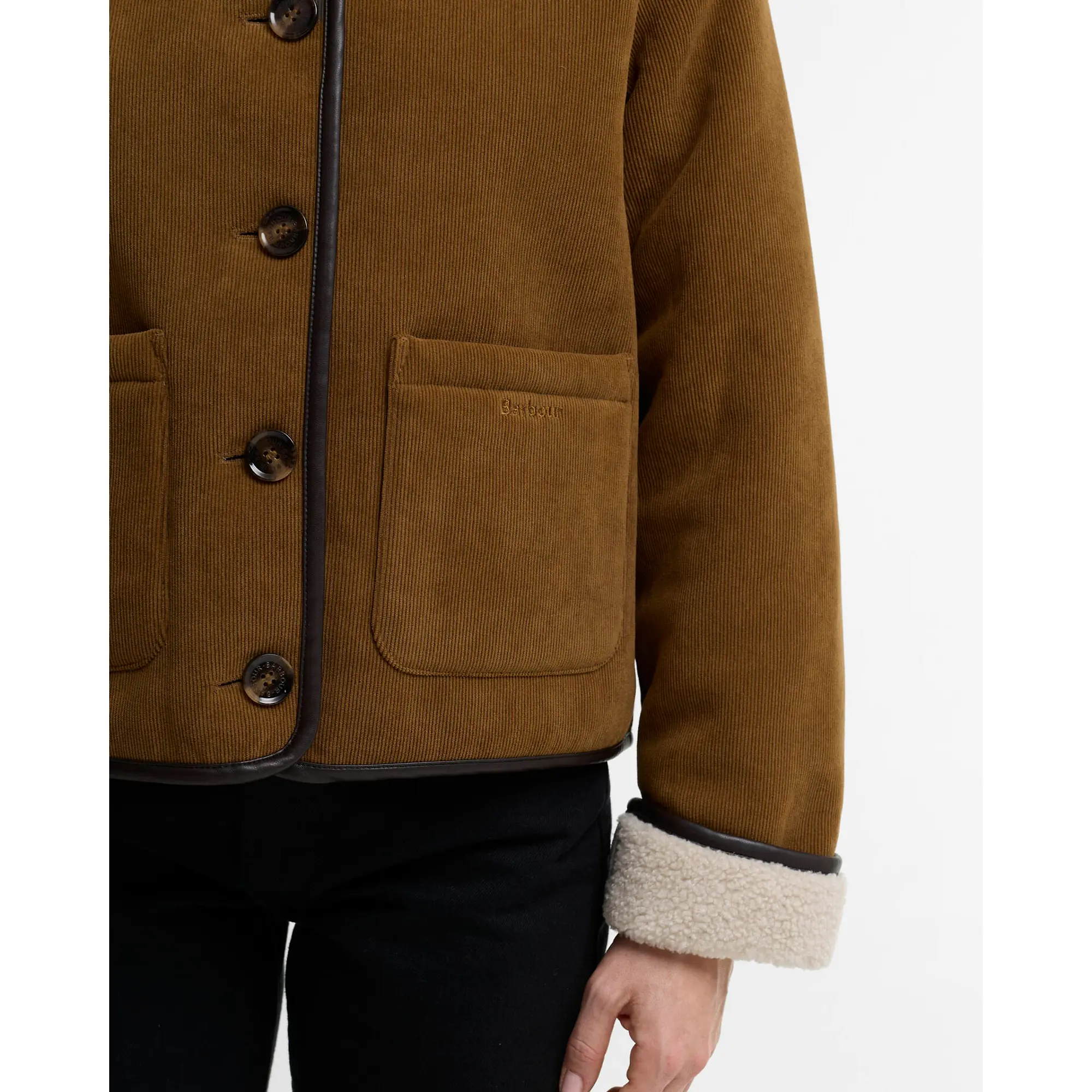 Product image 6 of 6 of Barbour Women's Penny Fleece Cord Jacket - Tan / Ecru