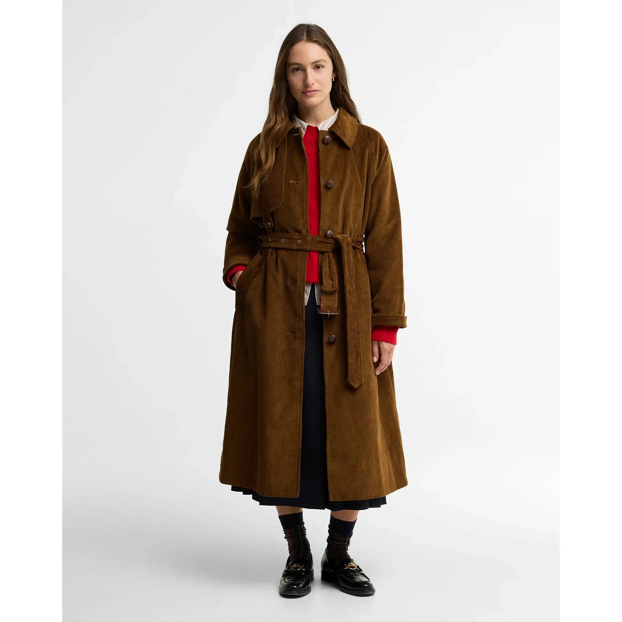 Product image 2 of 6 of Barbour Women's Antonella Cord Trench Coat - Tan / Birchwood Dress