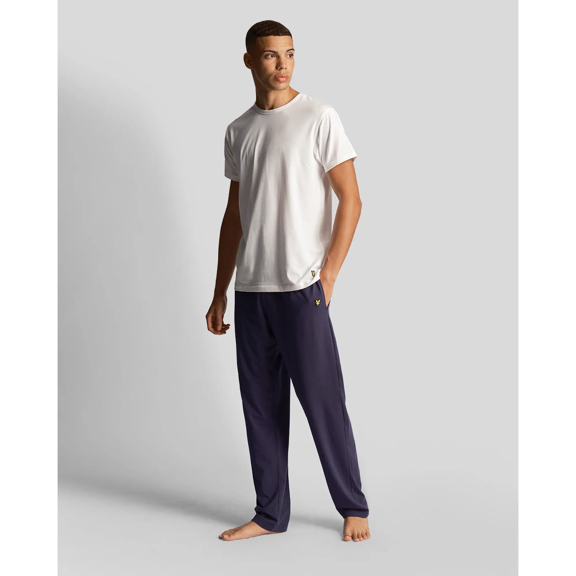Product image 4 of 7 of Lyle & Scott Men's 3 Pack Lounge T-Shirts - Jet Black/ Mid Grey Marl/ White