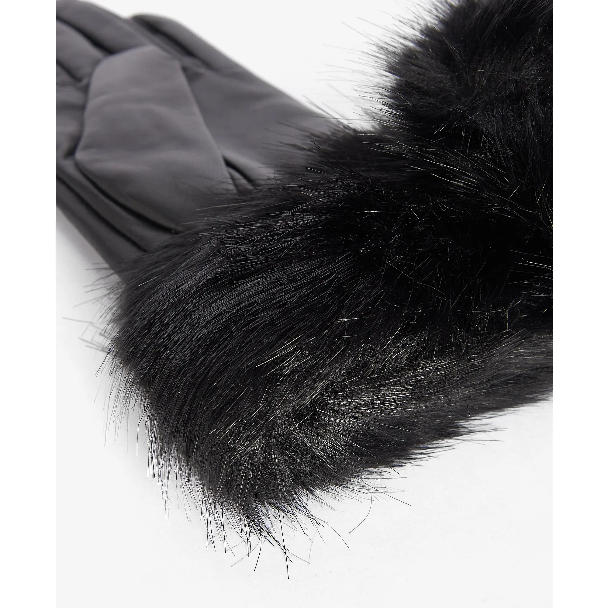 Product image 2 of 3 of Barbour Women's Fur Trimmed Leather Gloves - Black