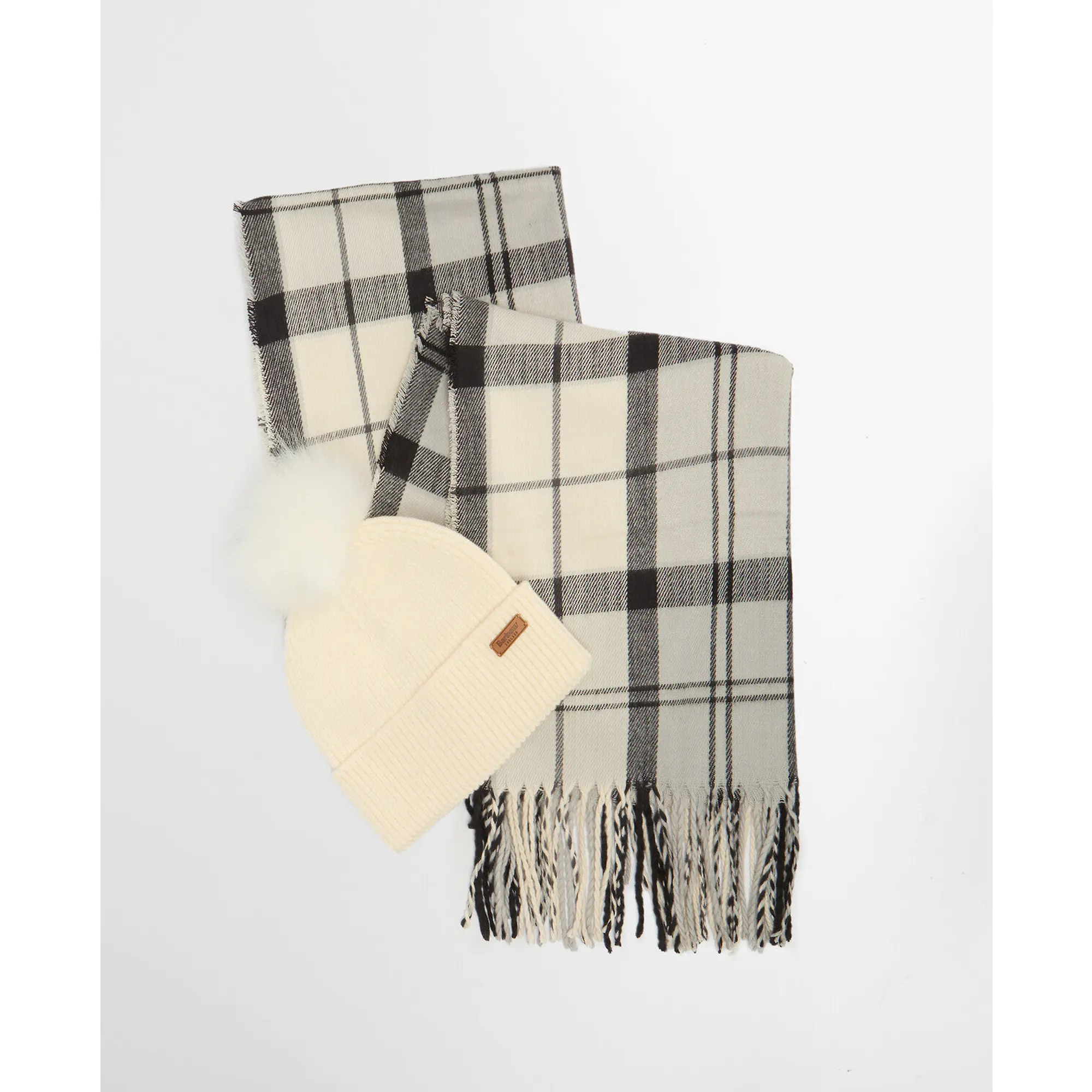 Product image 2 of 10 of Barbour Women's Dover Pom Beanie & Hailes Scarf Gift Set - Monochrome Tartan