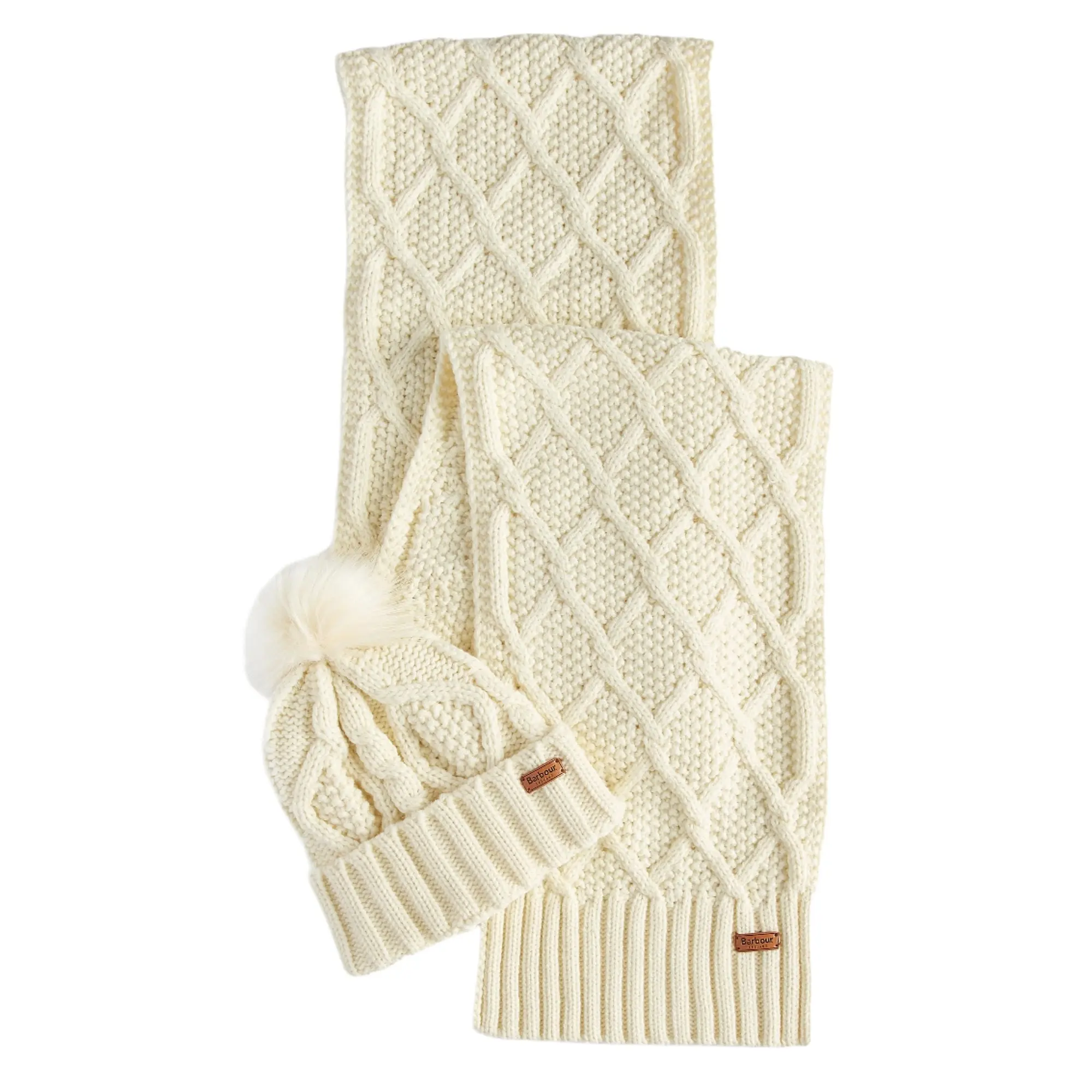 Product image 1 of 6 of Barbour Women's Ridley Pom Beanie & Scarf Gift Set - Cream