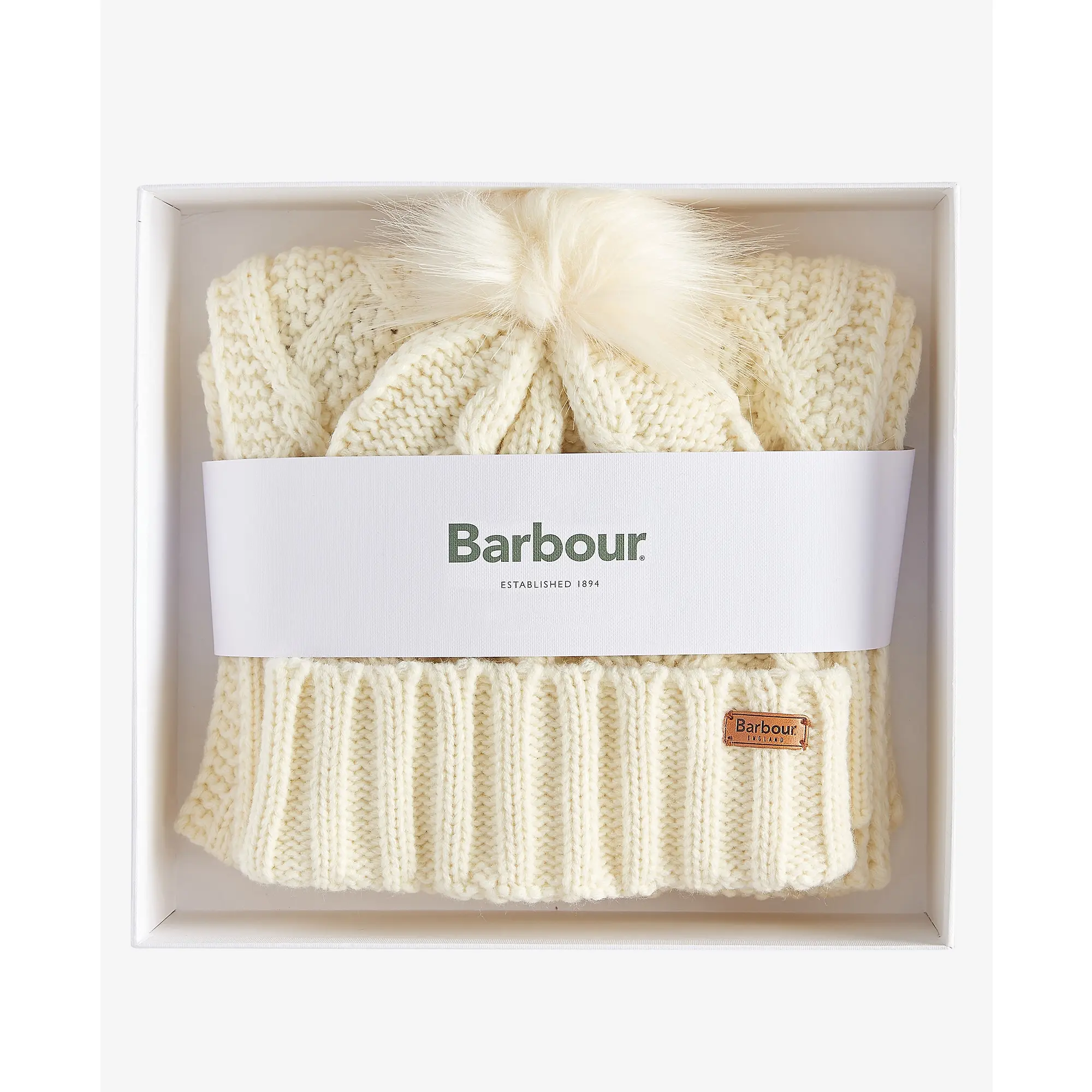 Product image 2 of 6 of Barbour Women's Ridley Pom Beanie & Scarf Gift Set - Cream