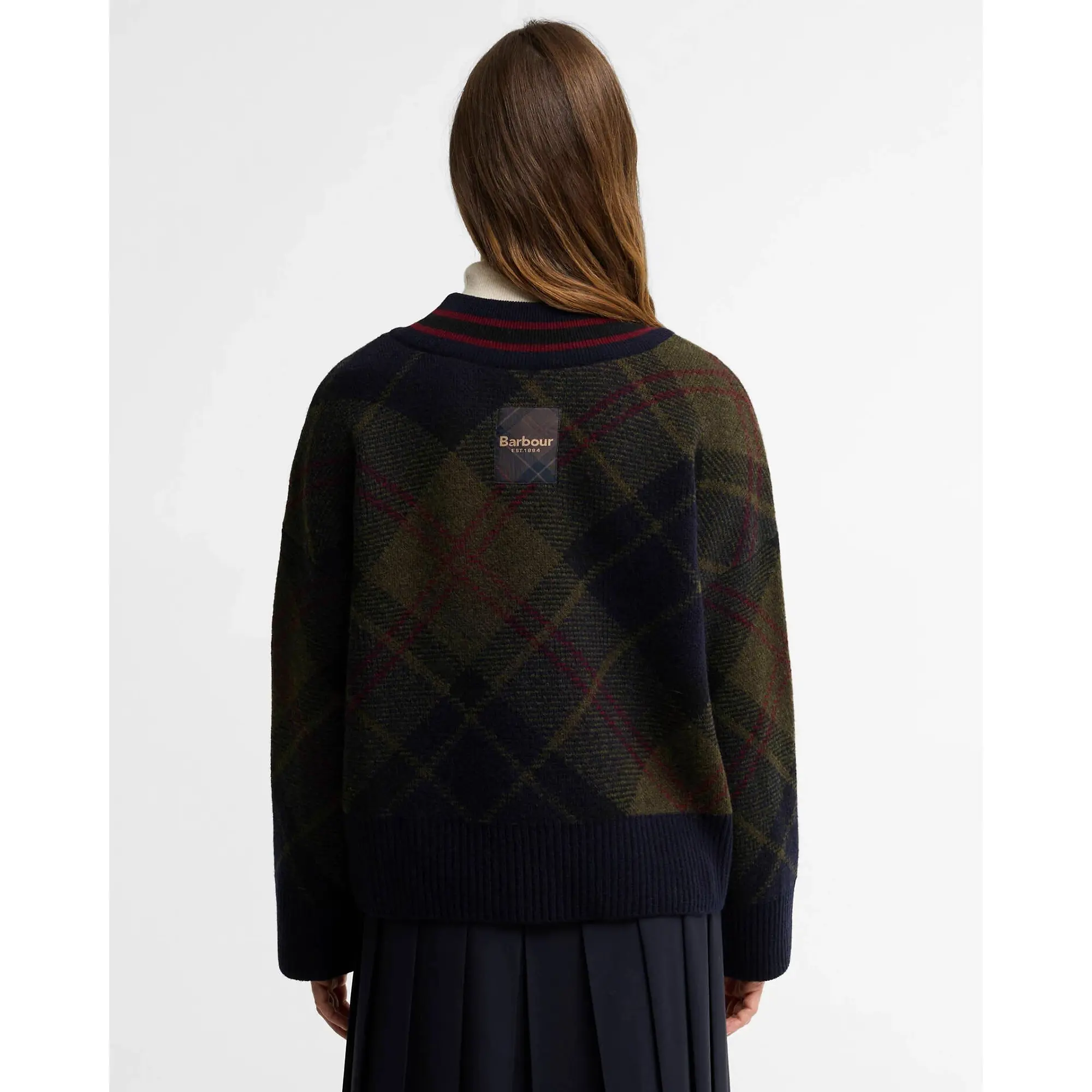 Product image 4 of 6 of Barbour Women's Shae V-Neck Tartan Wool Jumper - Shadow Classic Tartan
