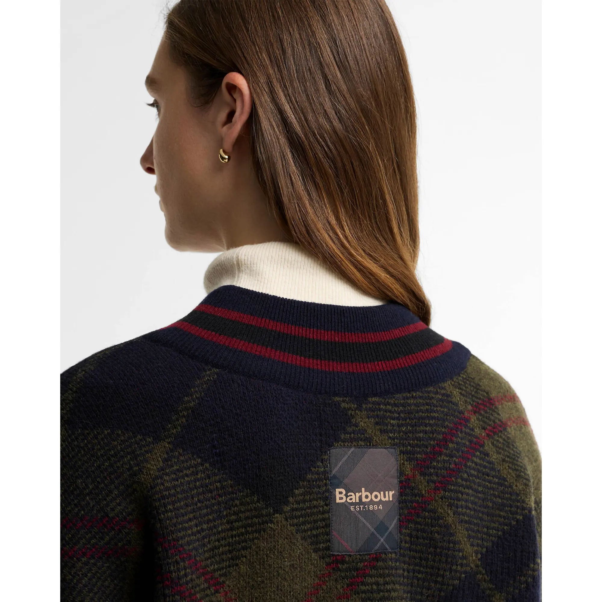Product image 6 of 6 of Barbour Women's Shae V-Neck Tartan Wool Jumper - Shadow Classic Tartan