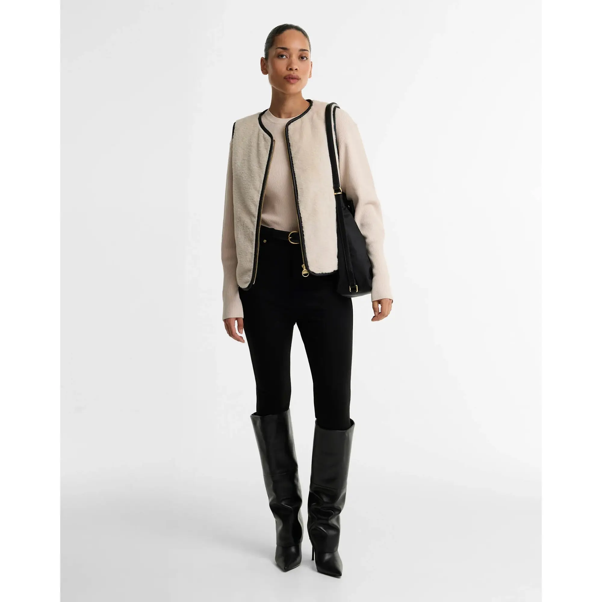 Product image 3 of 6 of Barbour International Women's Oulton Faux-Fur Liner - Lt Stone / Black