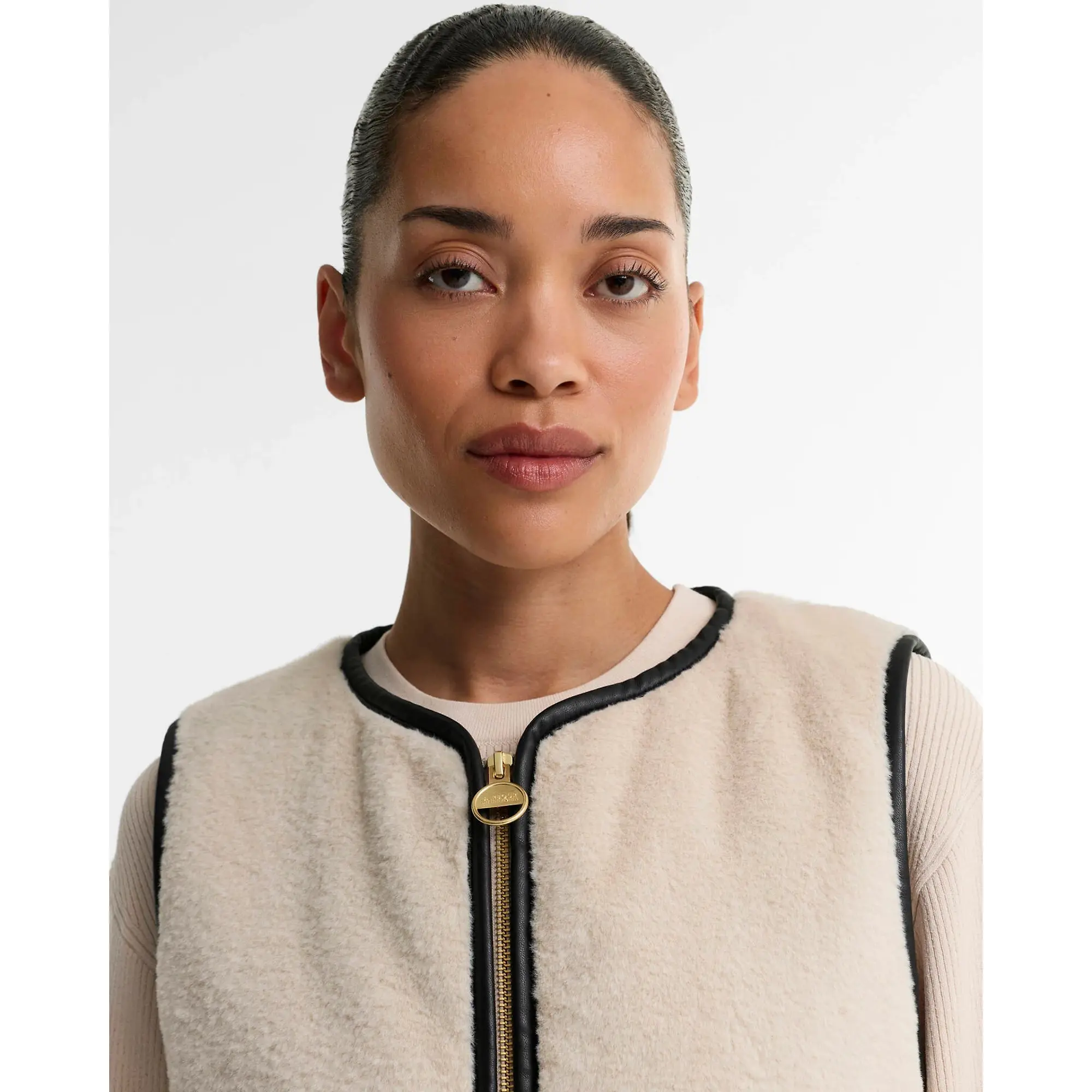 Product image 5 of 6 of Barbour International Women's Oulton Faux-Fur Liner - Lt Stone / Black