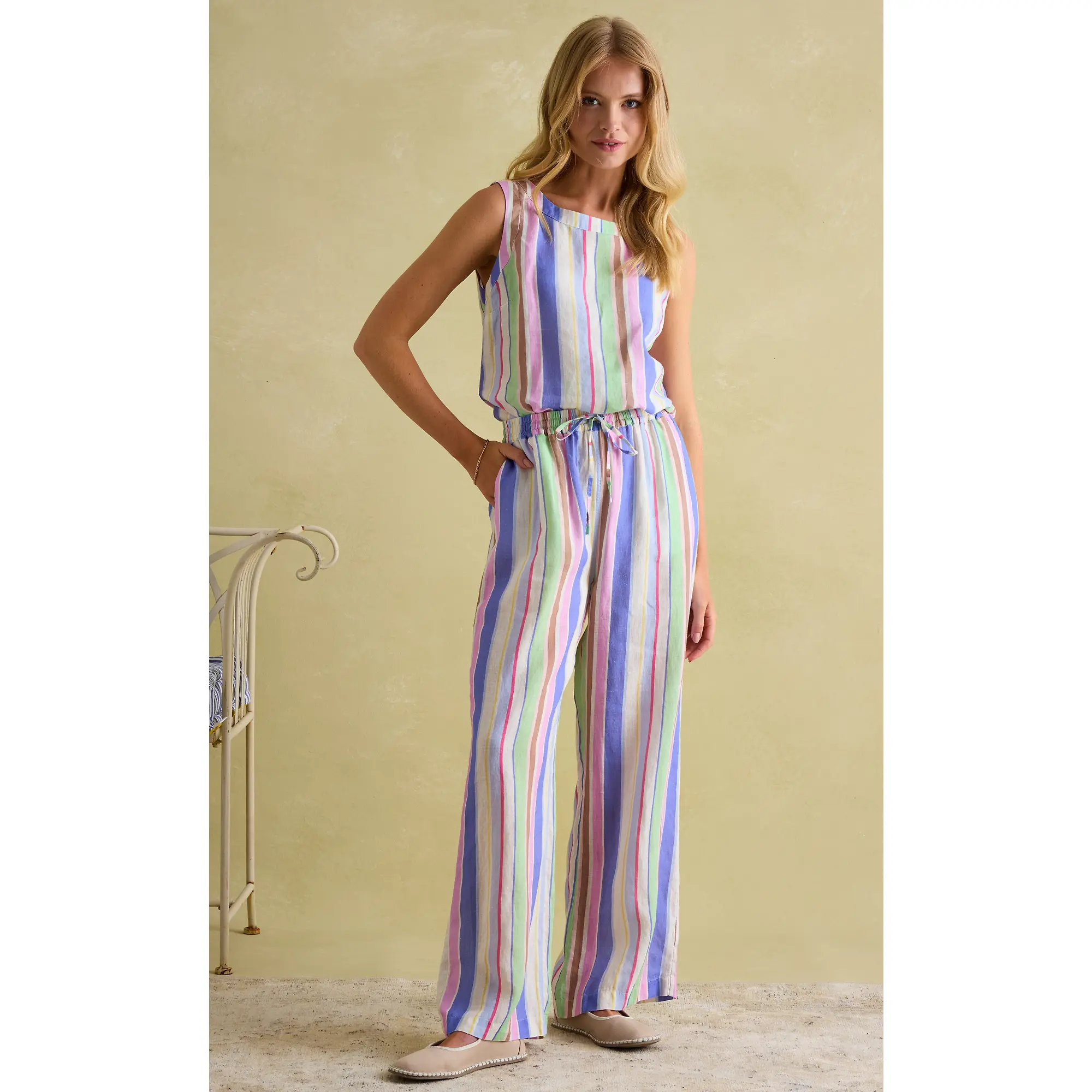 Product image 6 of 12 of Joules Women's Linen Trousers - Multi Stripe