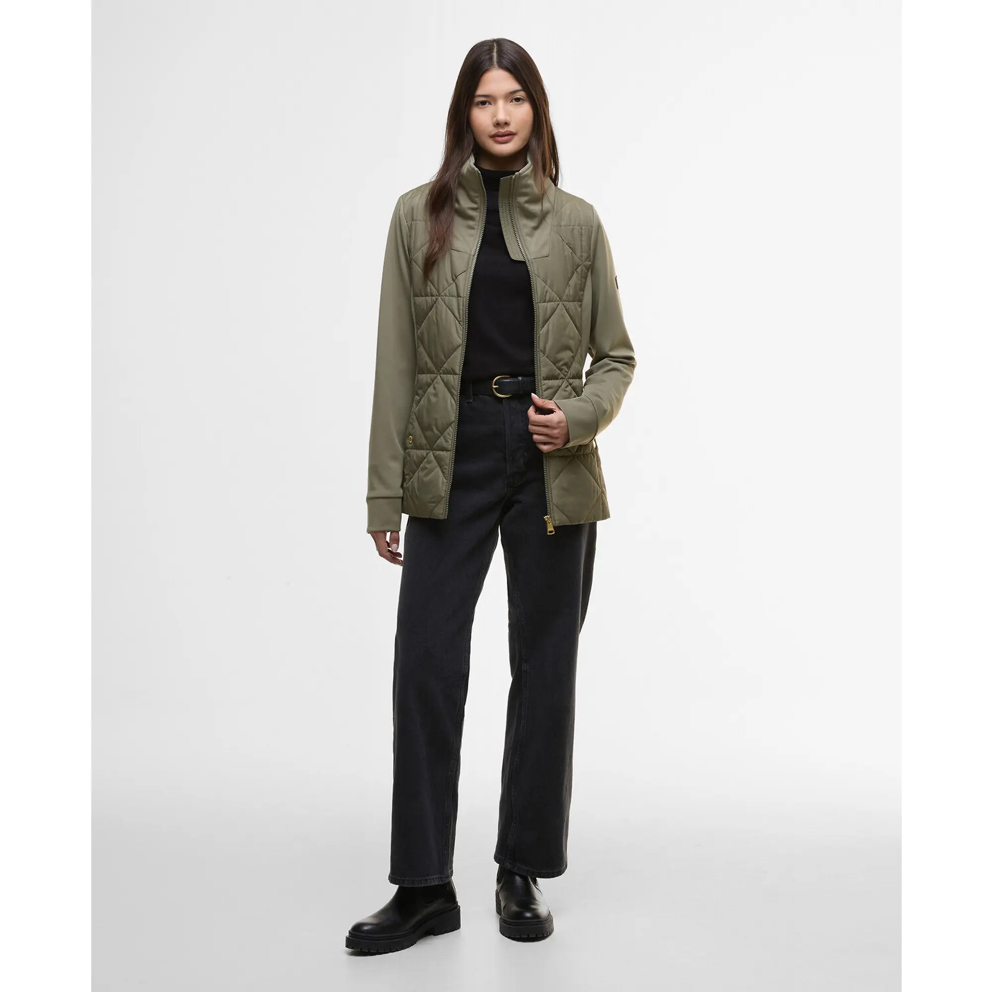 Product image 3 of 8 of Barbour International Women's Kya Quilted Sweat Jacket - Dusky Khaki