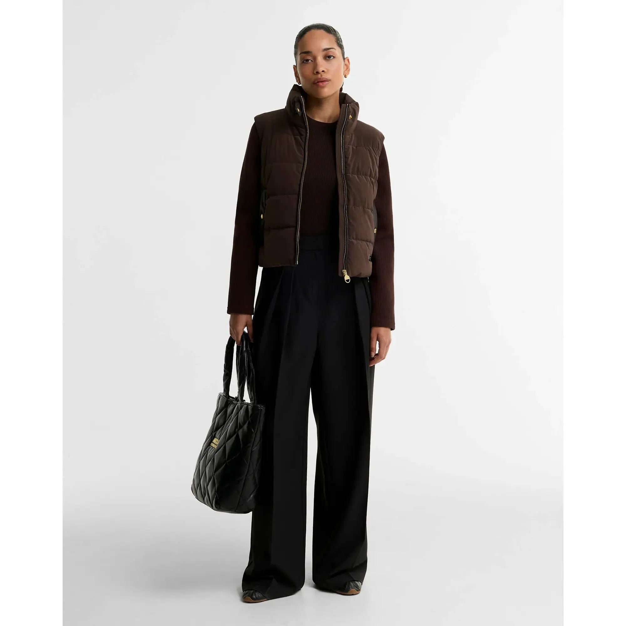 Product image 3 of 7 of Barbour International Women's Balaton Faux-Velvet Quilted Sweatshirt - Truffle