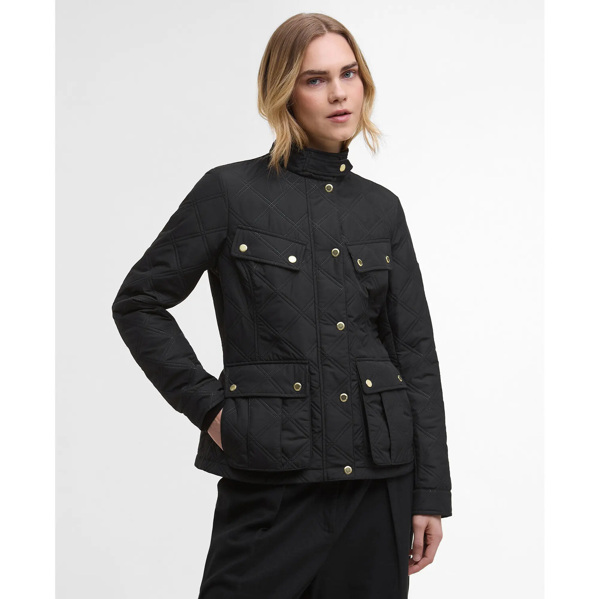 Product image 2 of 7 of Barbour International Women's Halsey Quilted Jacket - Black/Dusky Khaki