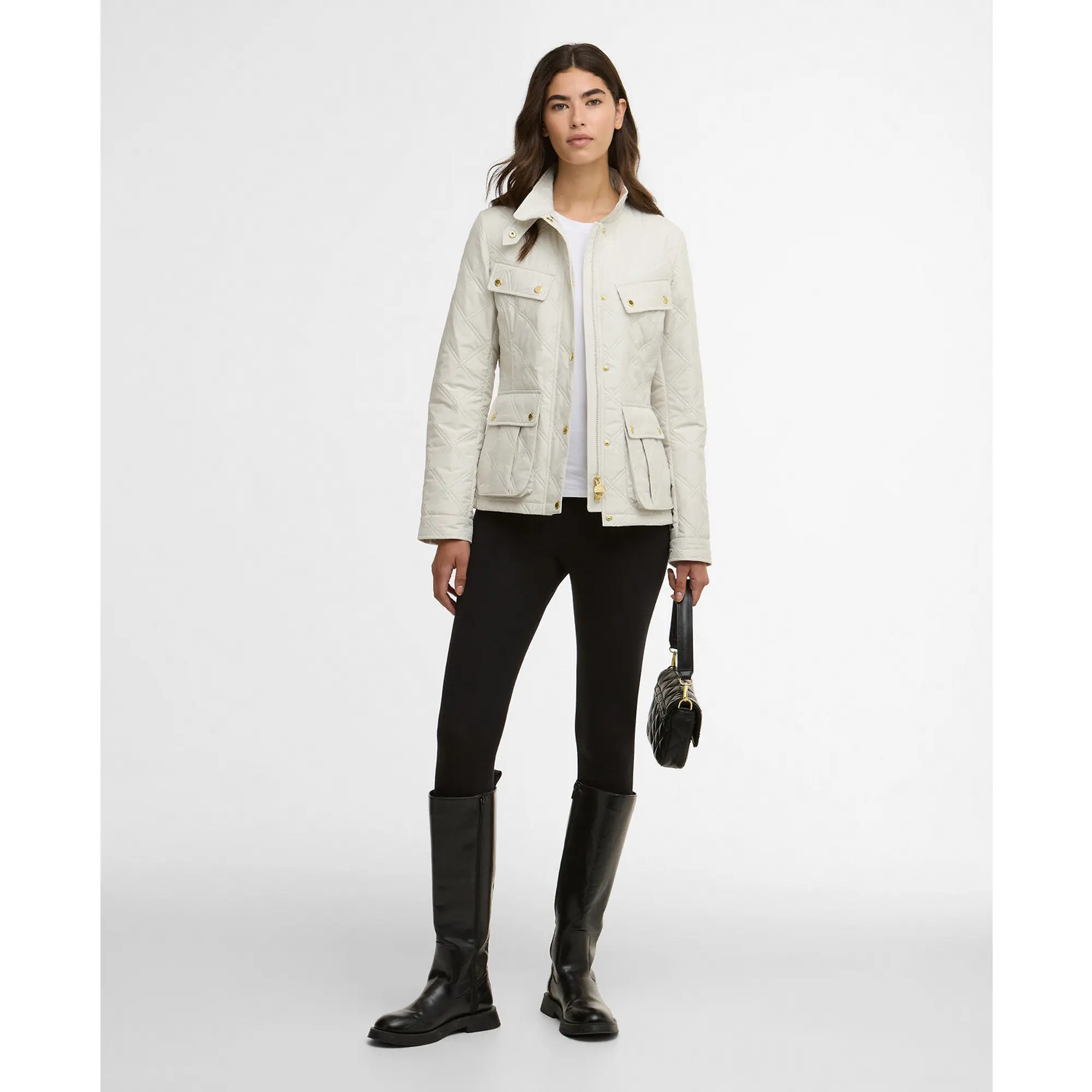 Product image 3 of 6 of Barbour International Women's Halsey Quilted Jacket - Silver Birch/Silver Birch