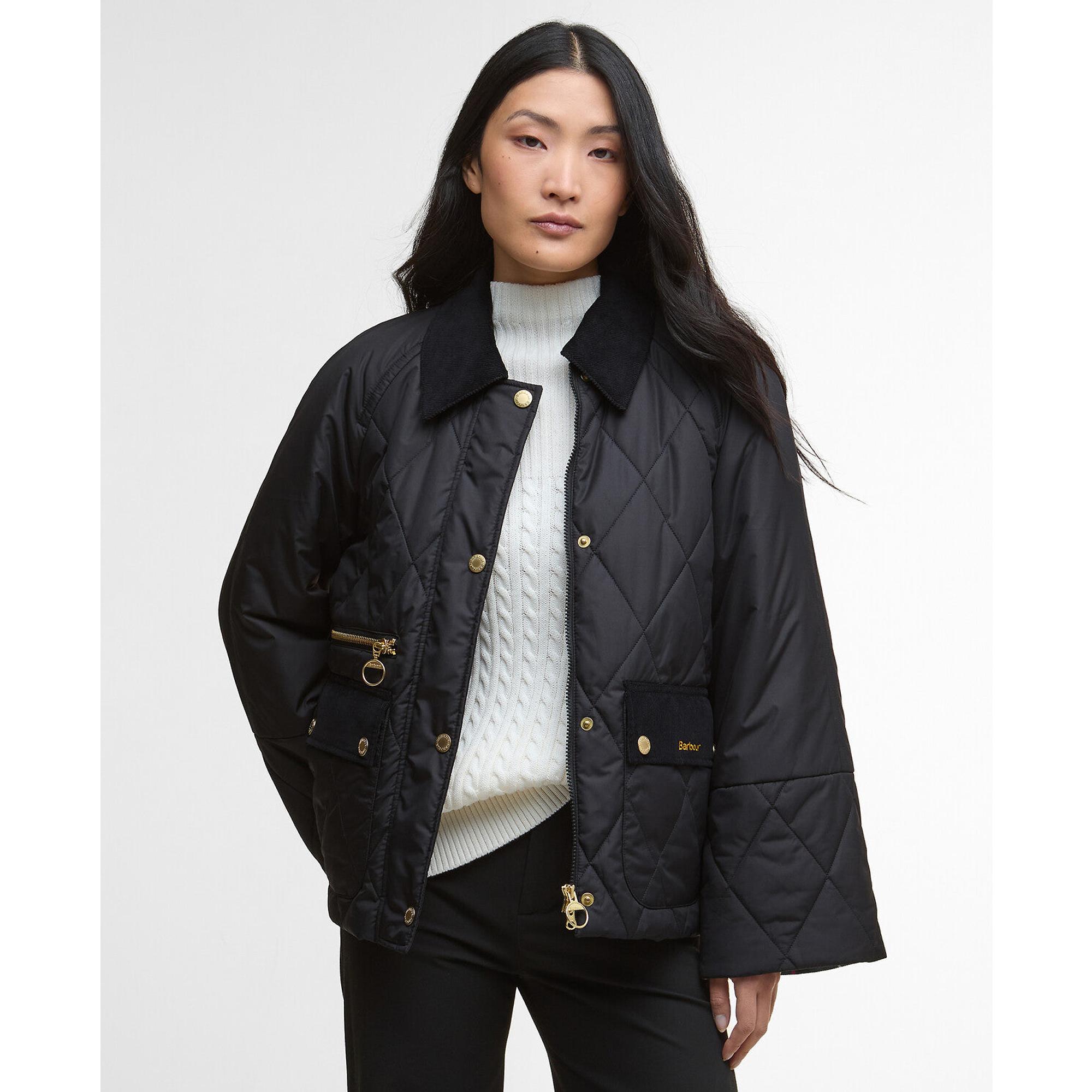 Barbour Women's Martha Quilted Jacket - Black/Classic Tartan