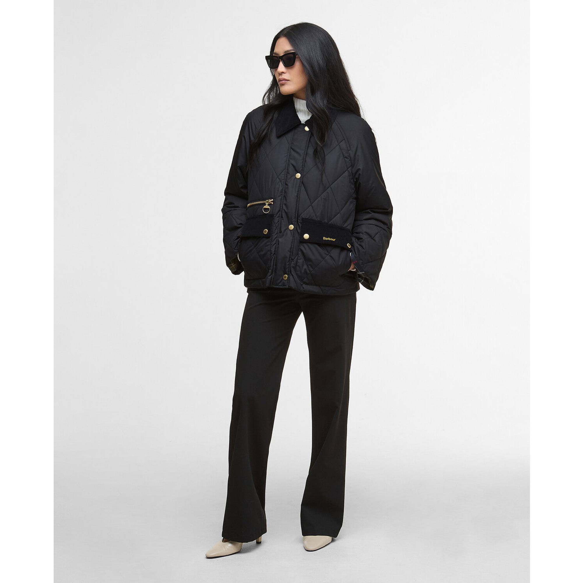 Barbour Classic Tartan XL ブラックジャケット Barbour Women's Martha Quilted Jacket - Black/Classic Tartan