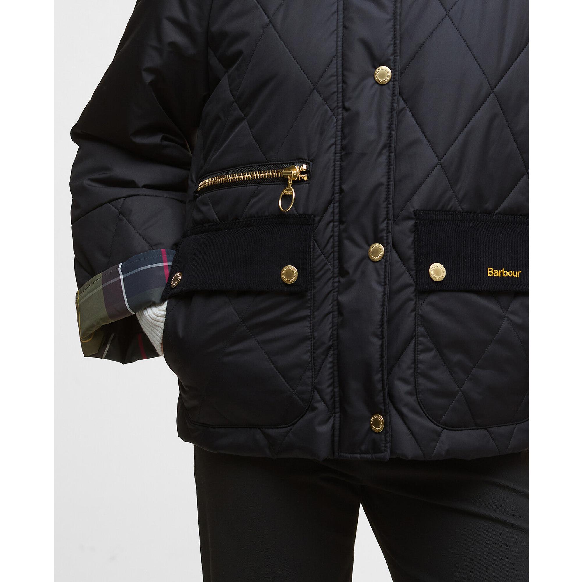 Barbour Women's Martha Quilted Jacket - Black/Classic Tartan