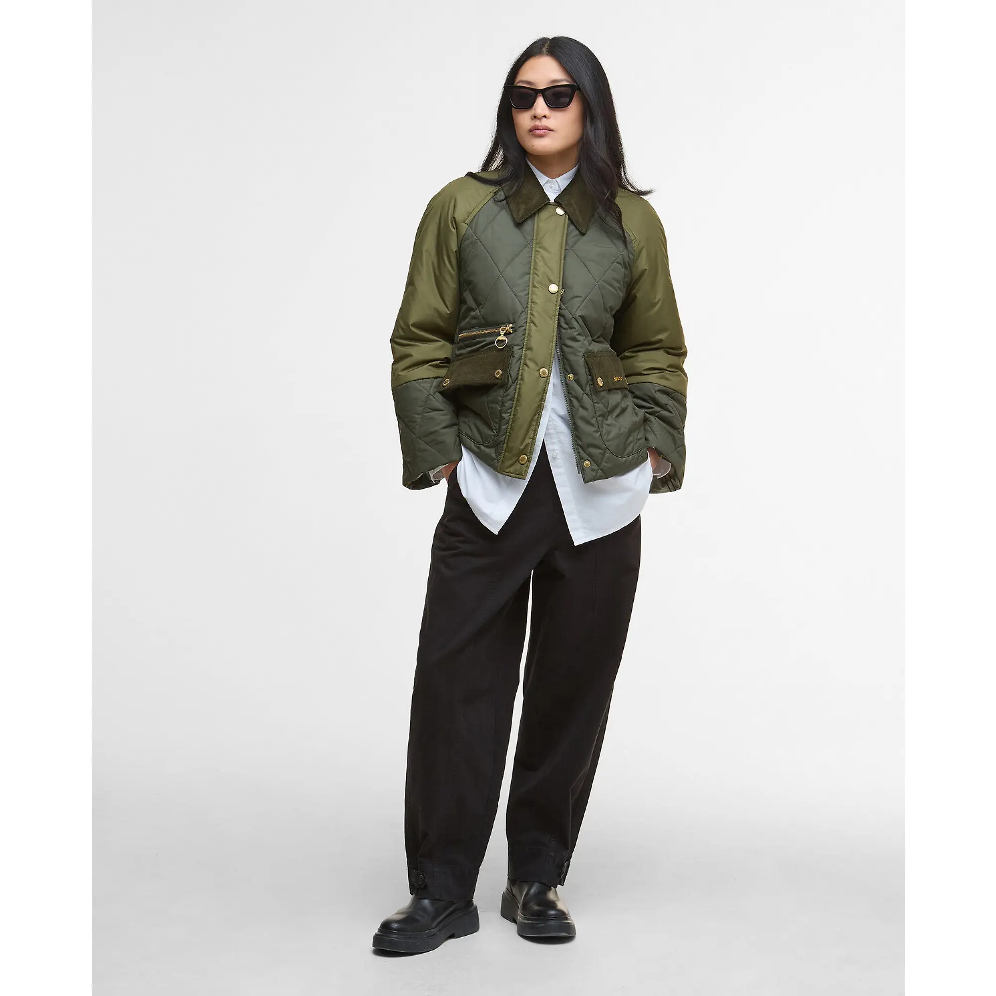 Product image 3 of 7 of Barbour Women's Martha Quilted Jacket - Olive/Dark Moss/Ancient Tartan