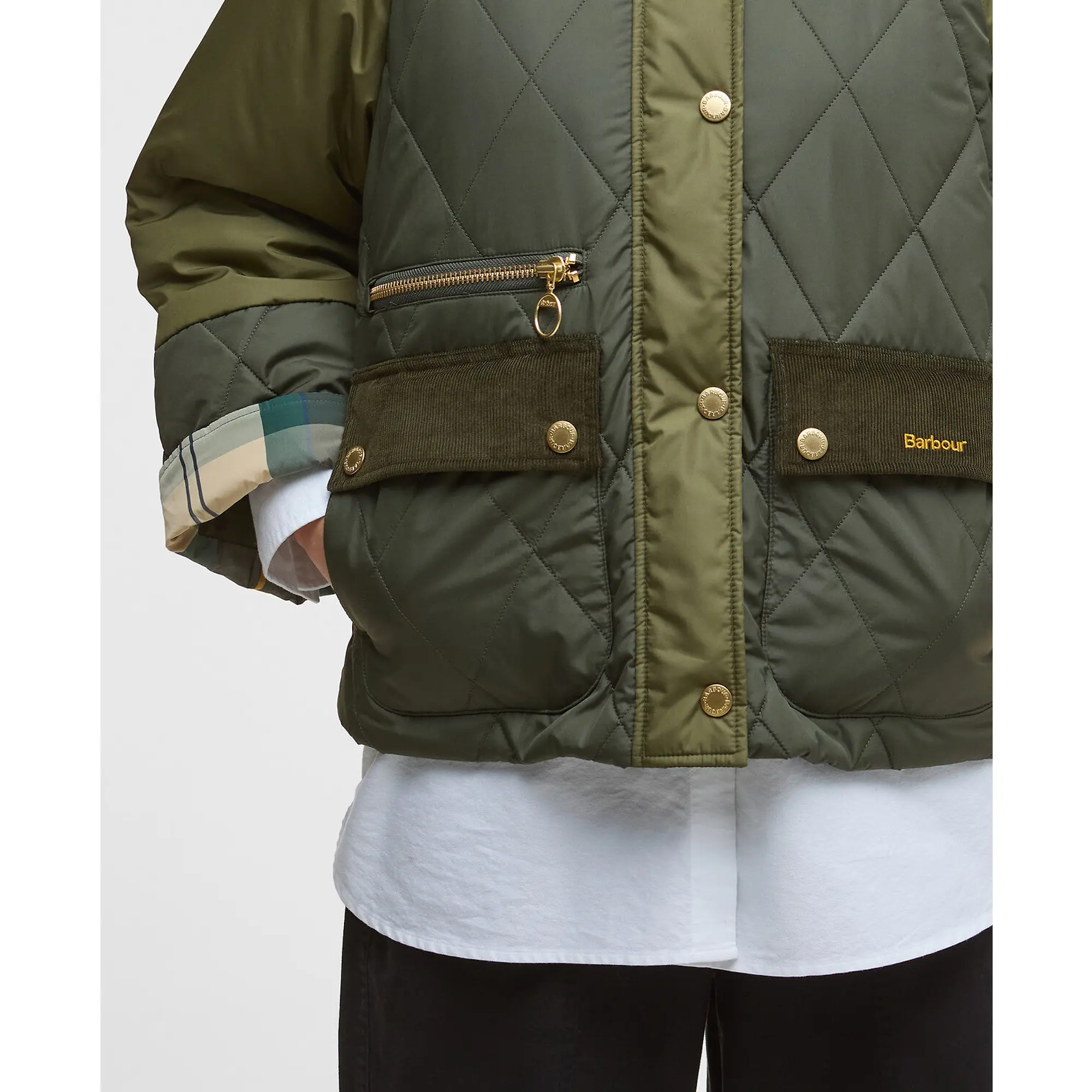 Product image 6 of 7 of Barbour Women's Martha Quilted Jacket - Olive/Dark Moss/Ancient Tartan