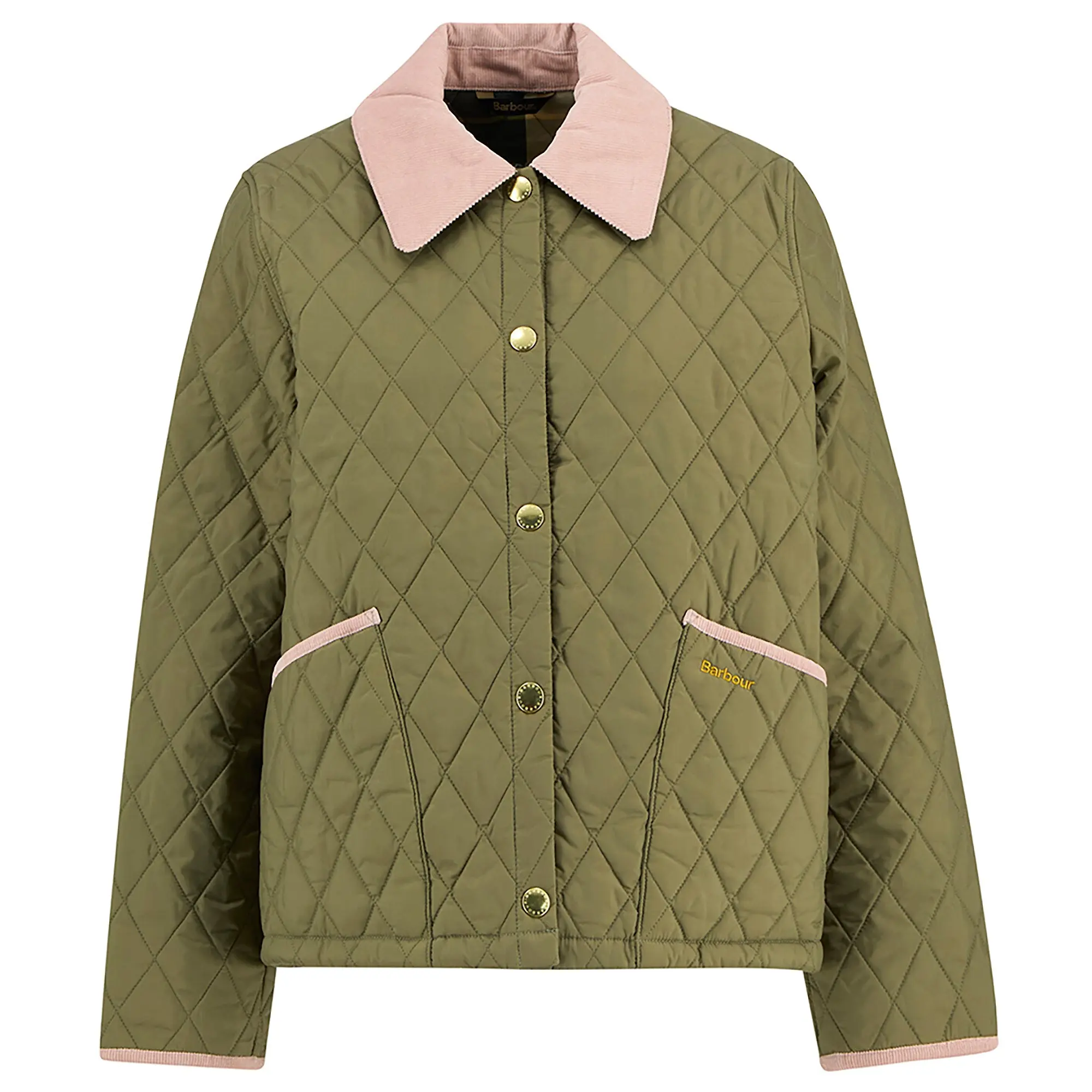 Product image 1 of 7 of Barbour Women's Icons Cropped Liddesdale Quilted Jacket - Bleached Olive/Ancient/Gardenia
