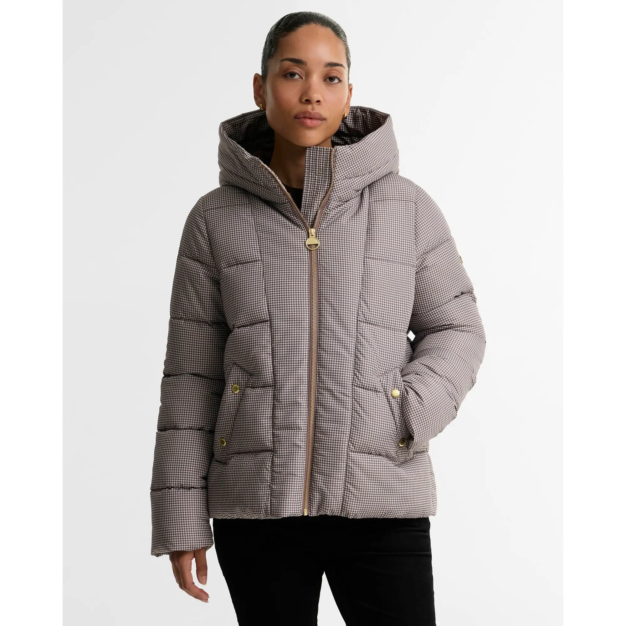 Product image 2 of 7 of Barbour International Women's Printed Brantley Puffer Jacket - Truffle Northumberland Check