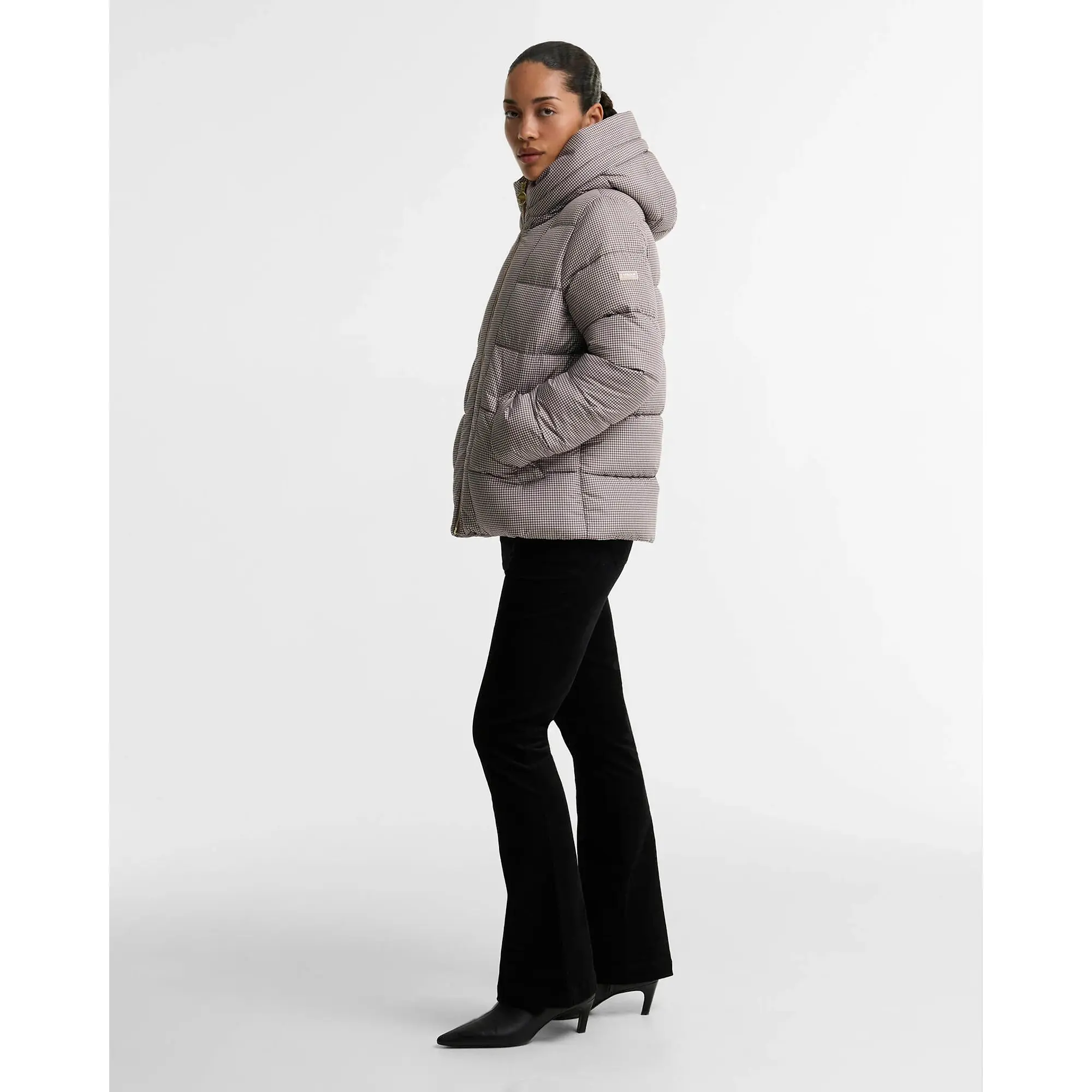 Product image 3 of 7 of Barbour International Women's Printed Brantley Puffer Jacket - Truffle Northumberland Check