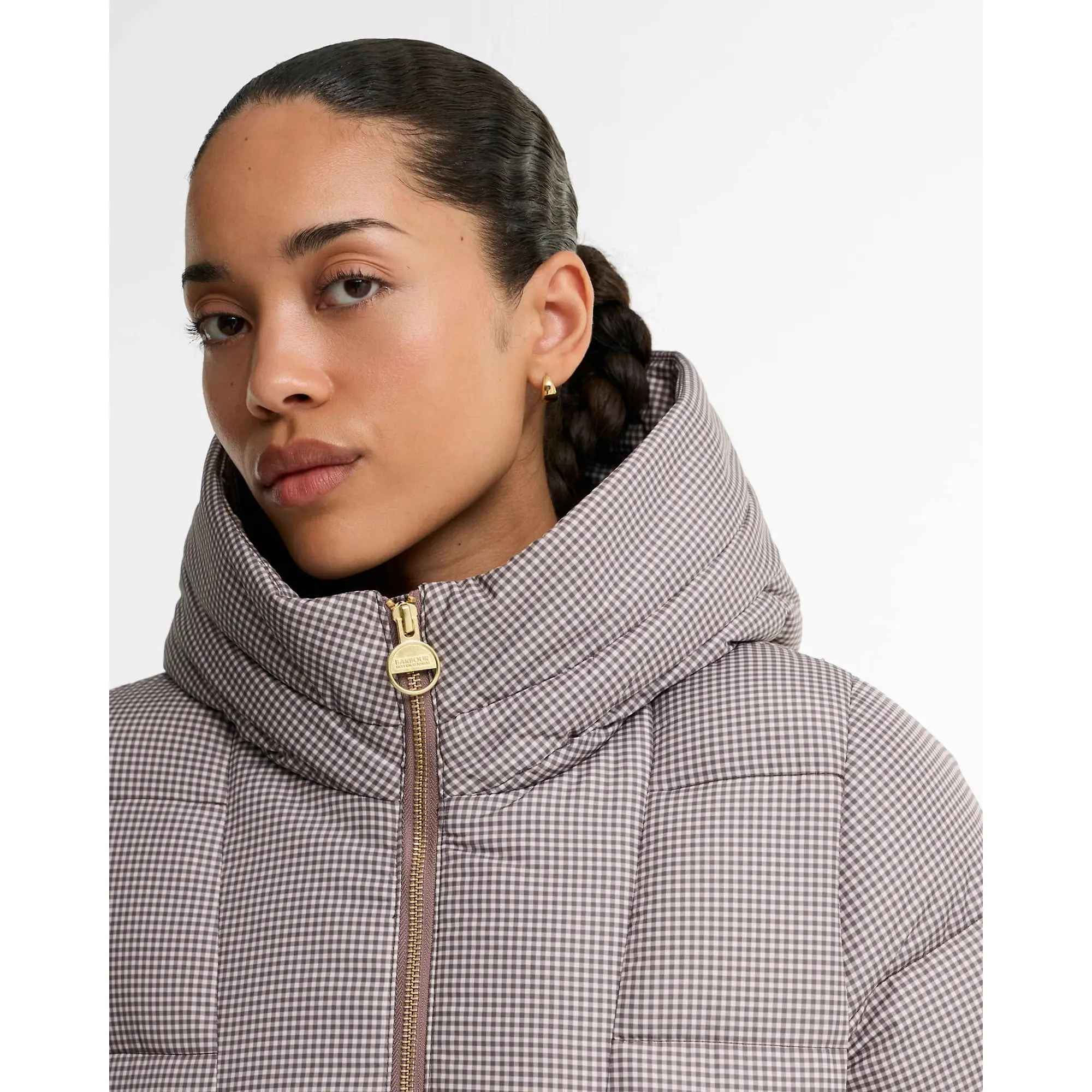 Product image 5 of 7 of Barbour International Women's Printed Brantley Puffer Jacket - Truffle Northumberland Check