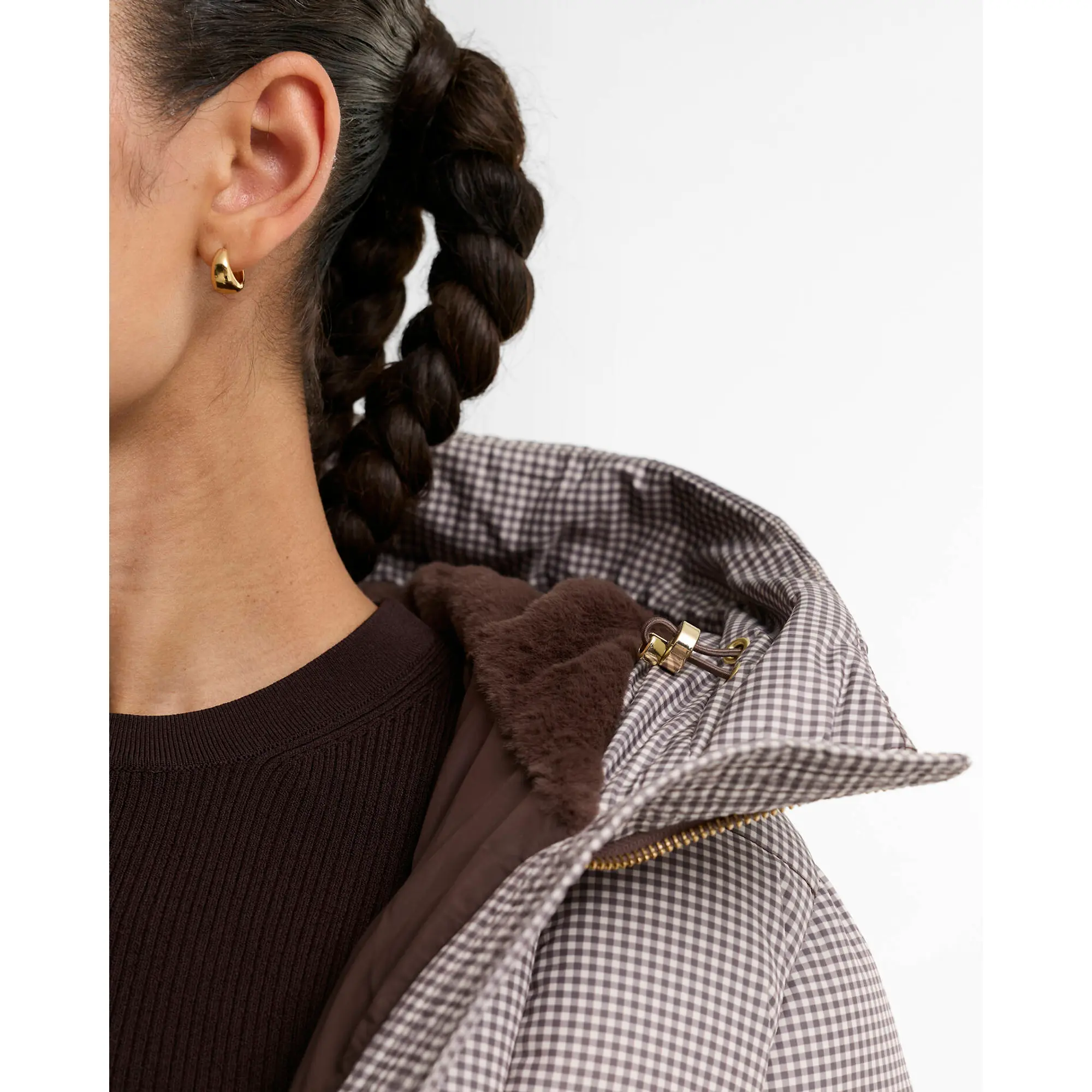 Product image 6 of 7 of Barbour International Women's Printed Brantley Puffer Jacket - Truffle Northumberland Check
