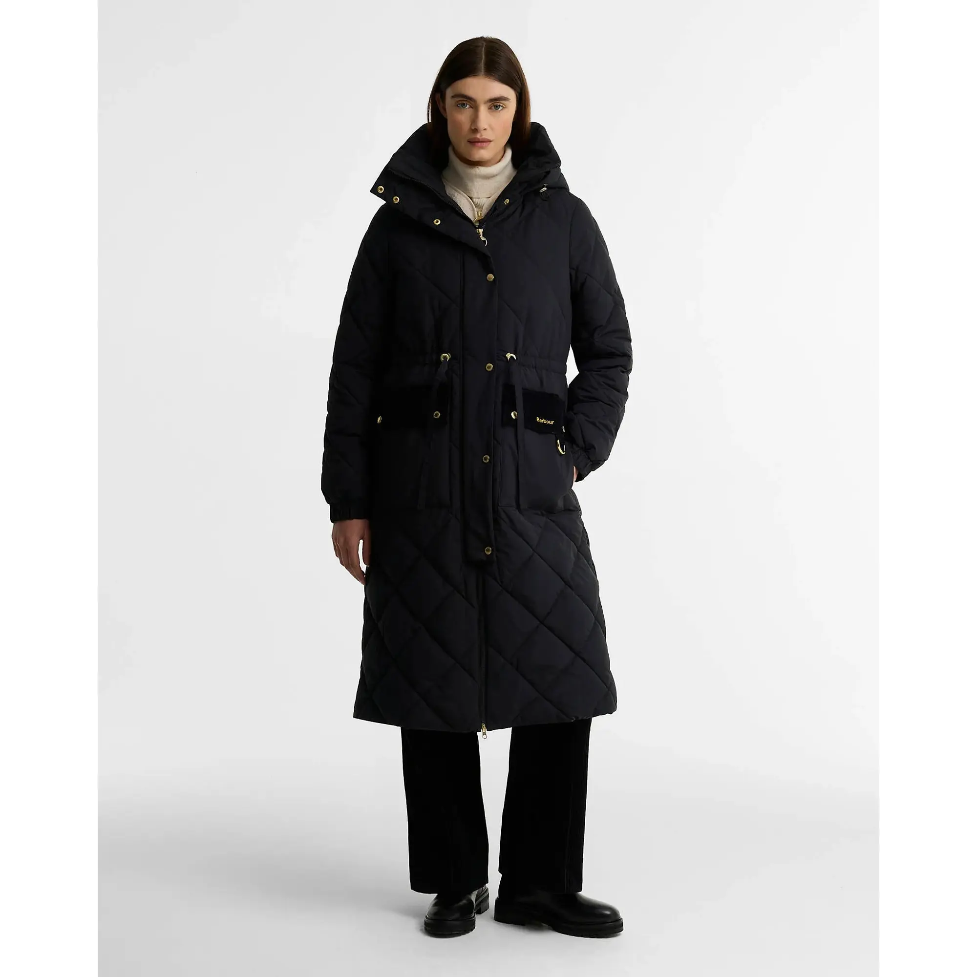 Product image 2 of 6 of Barbour Women's Alverstone Longline Puffer Jacket - Black / Ancient