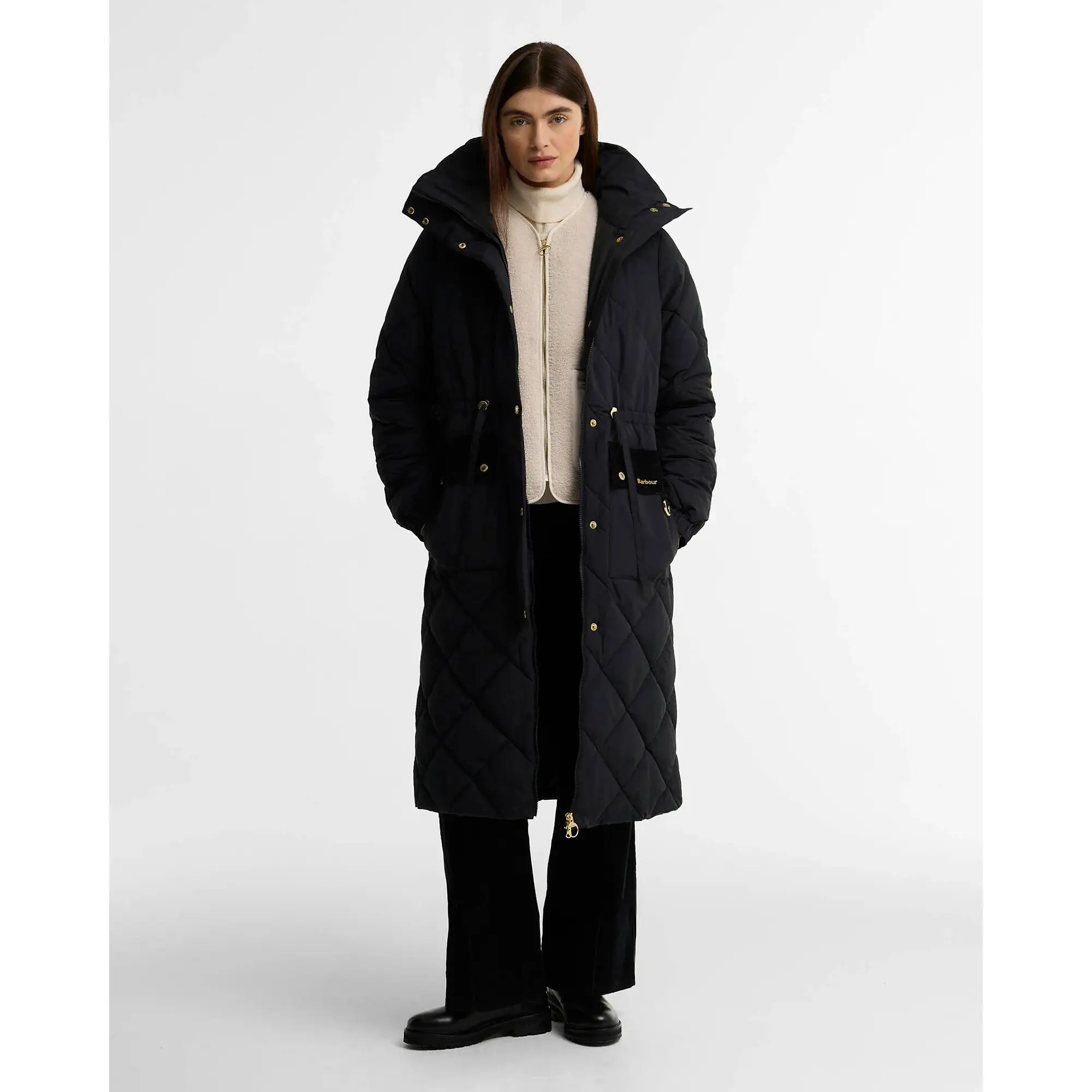 Product image 3 of 6 of Barbour Women's Alverstone Longline Puffer Jacket - Black / Ancient