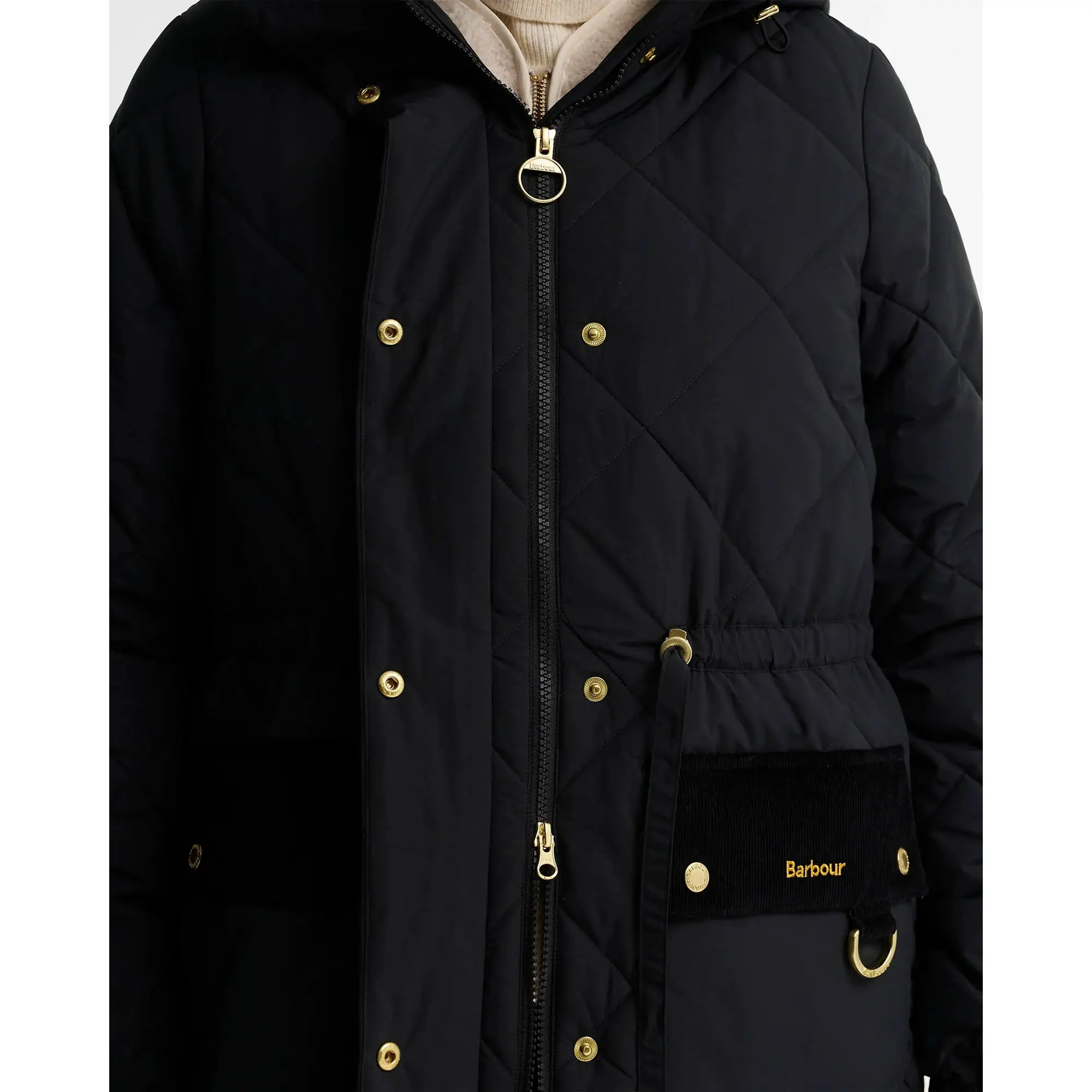 Product image 6 of 6 of Barbour Women's Alverstone Longline Puffer Jacket - Black / Ancient