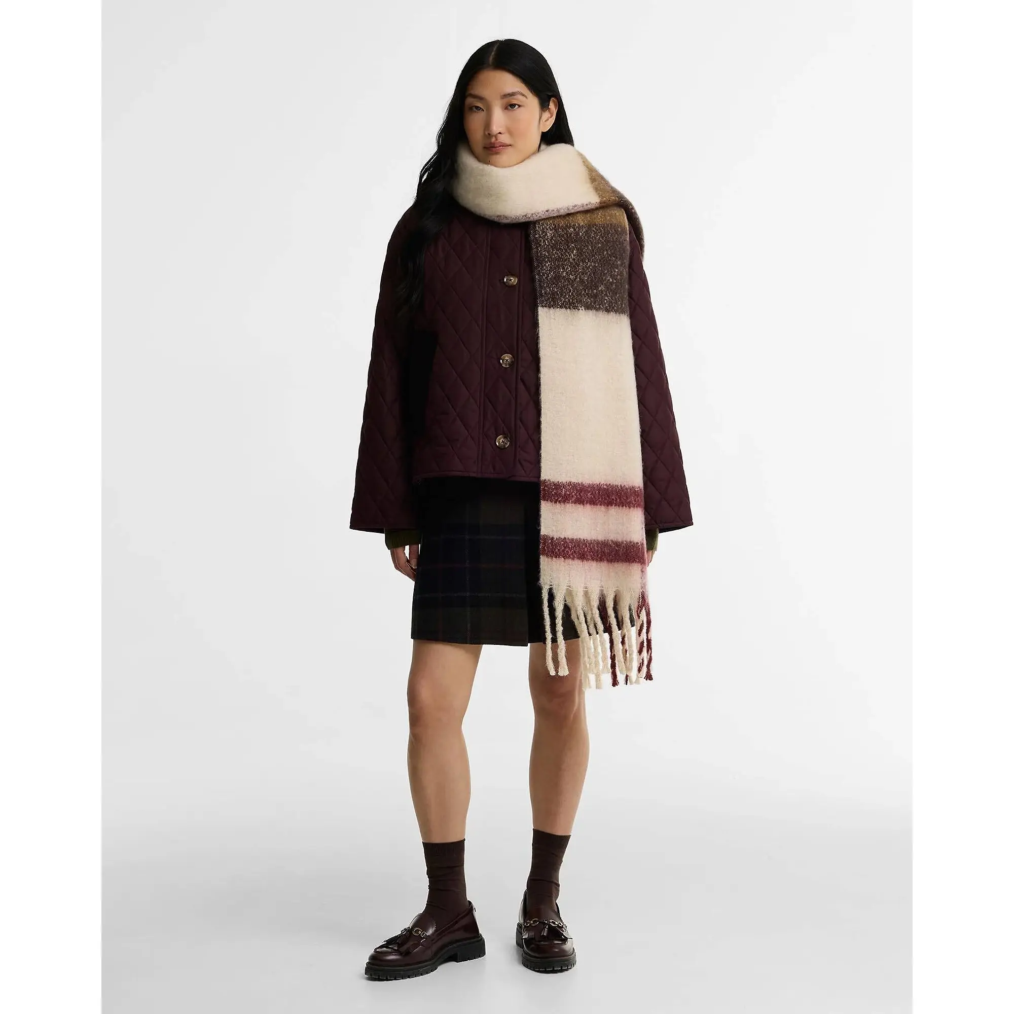 Product image 2 of 5 of Barbour Women's Isla Tartan Boucle Scarf - Ecru Muted Tartan