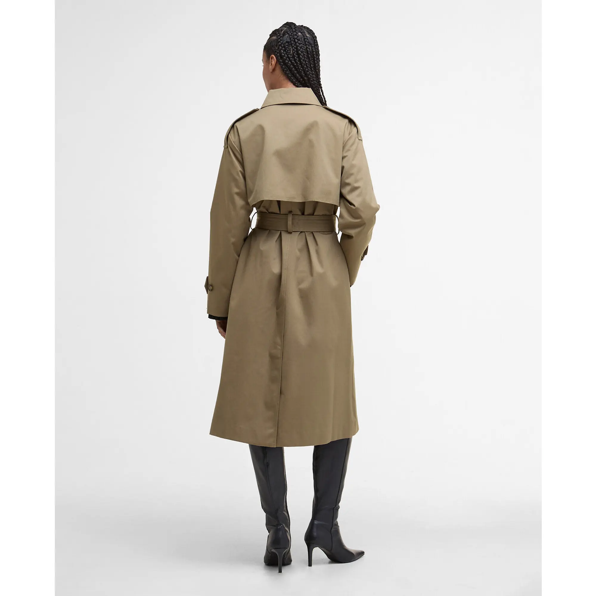 Product image 4 of 9 of Barbour Women's Aoife Showerproof Trench Coat - Military Brown/Hessian Tartan